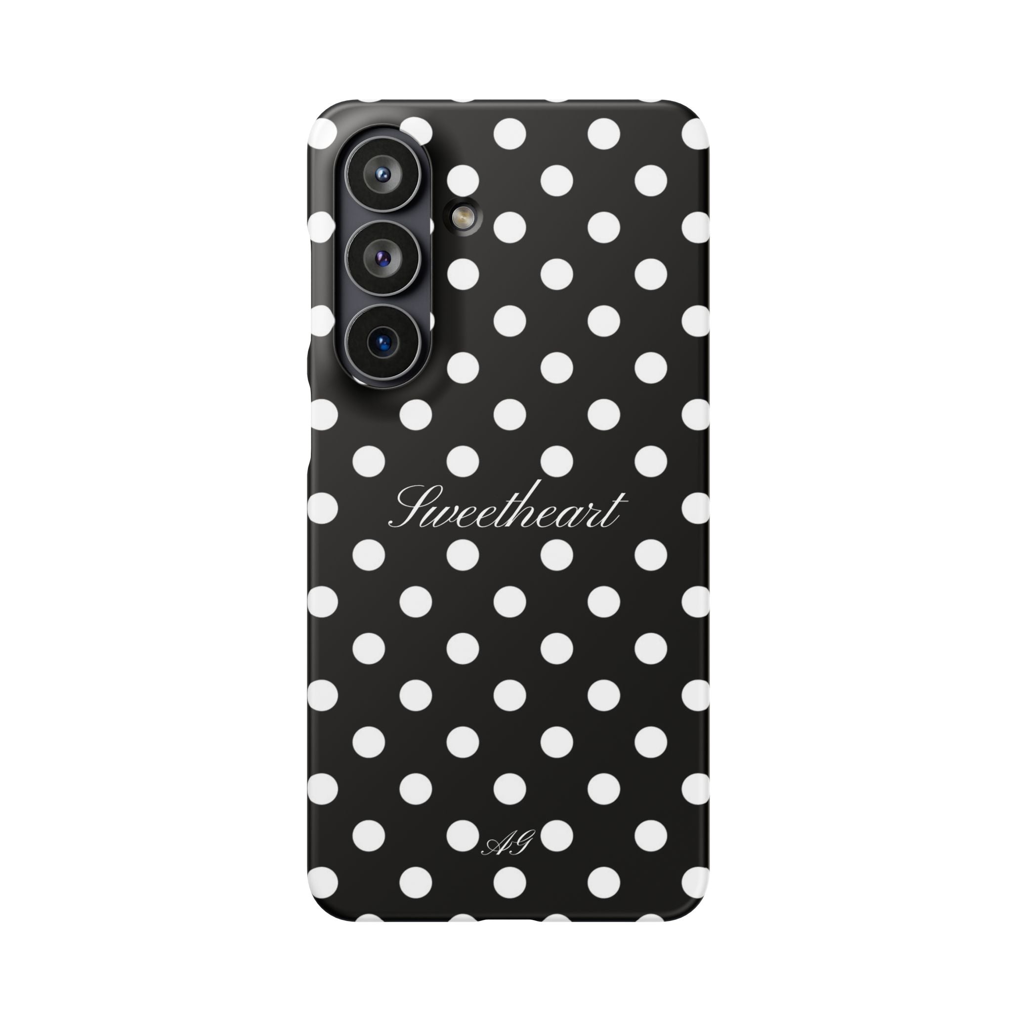 "Sweetheart" - white polka dot case