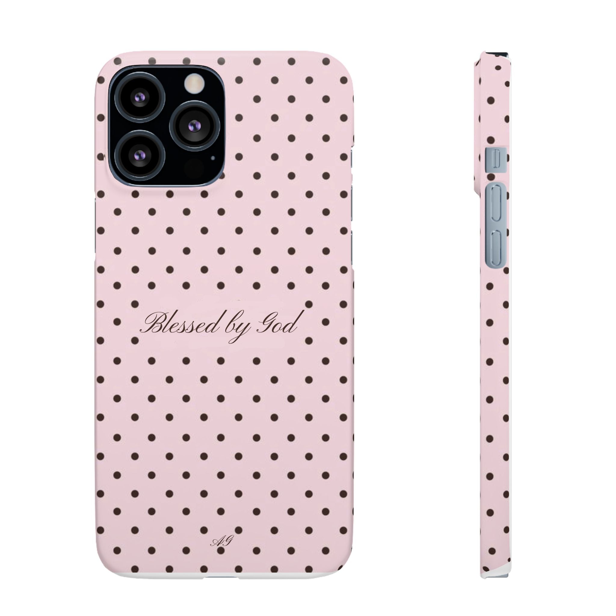 Blessed by God - Pink polka dot case