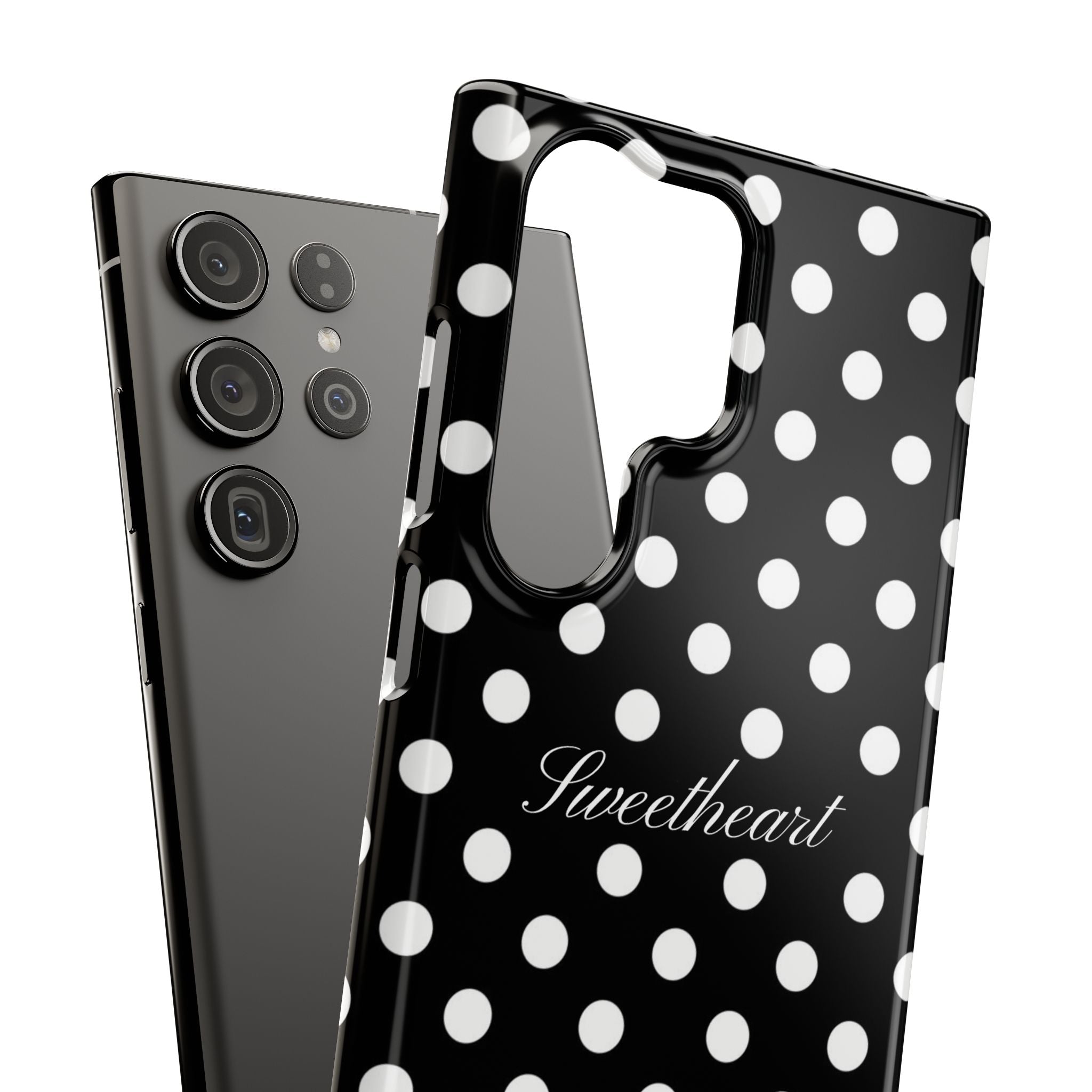 "Sweetheart" - white polka dot case