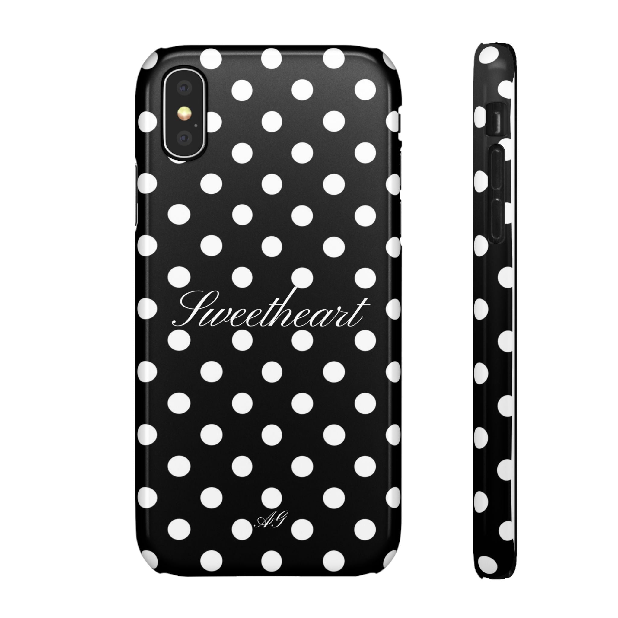 Sweetheart - white polka dot case