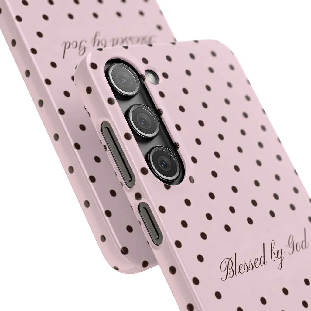 Blessed by God - Pink polka dot case