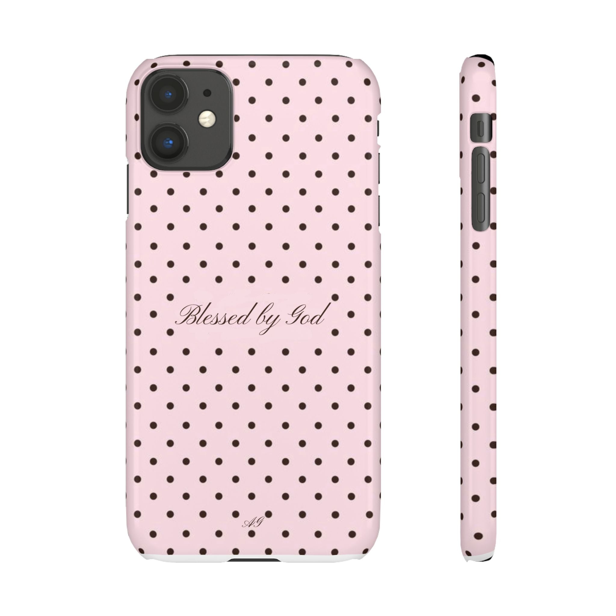 Blessed by God - Pink polka dot case