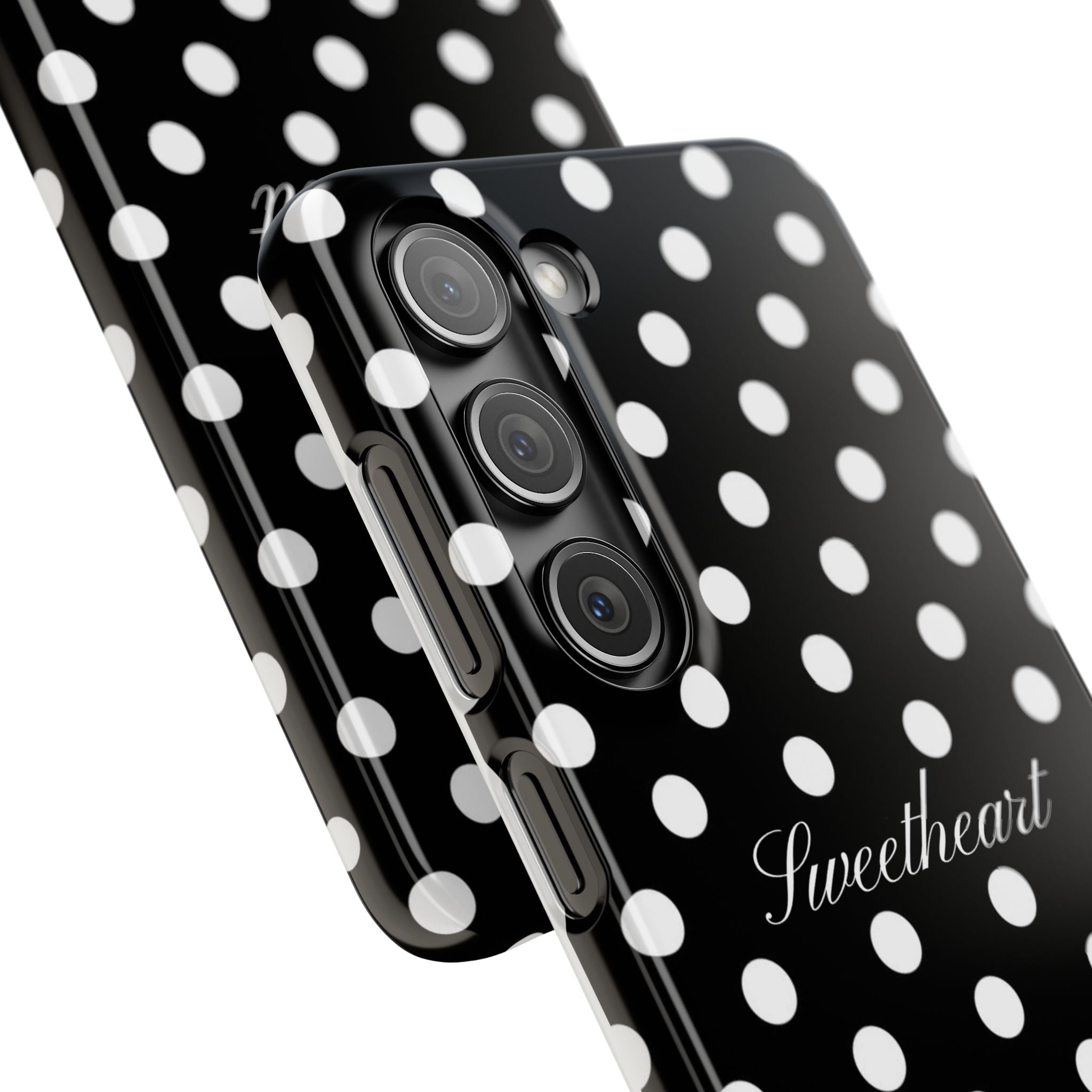 "Sweetheart" - white polka dot case