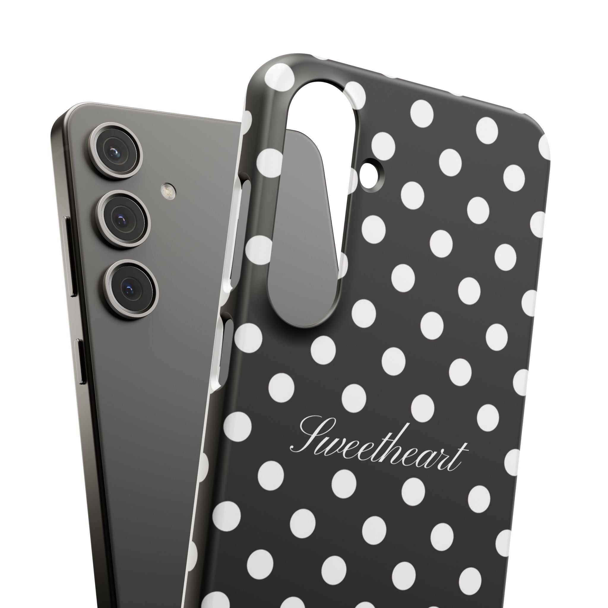 "Sweetheart" - white polka dot case