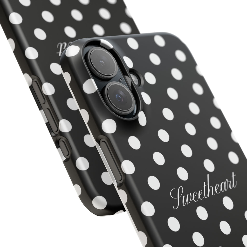 "Sweetheart" - white polka dot case