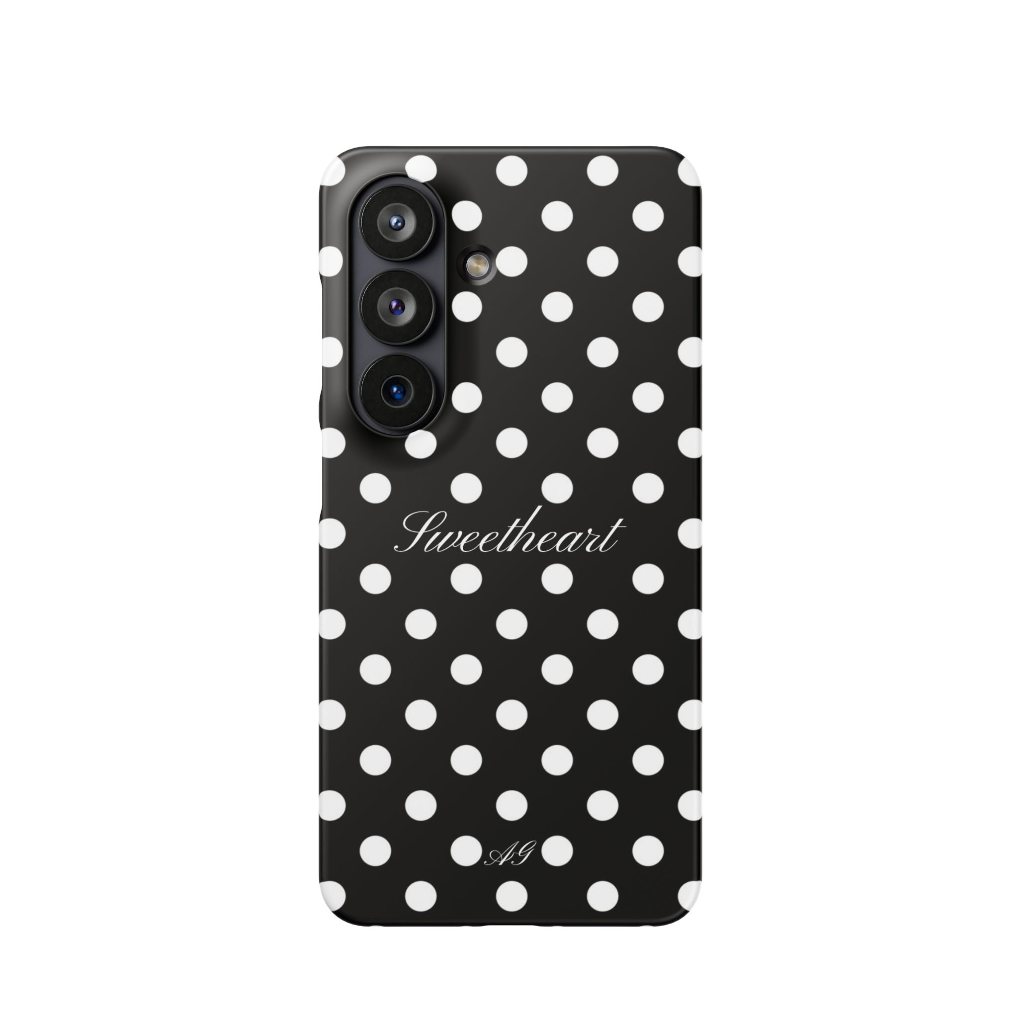 "Sweetheart" - white polka dot case