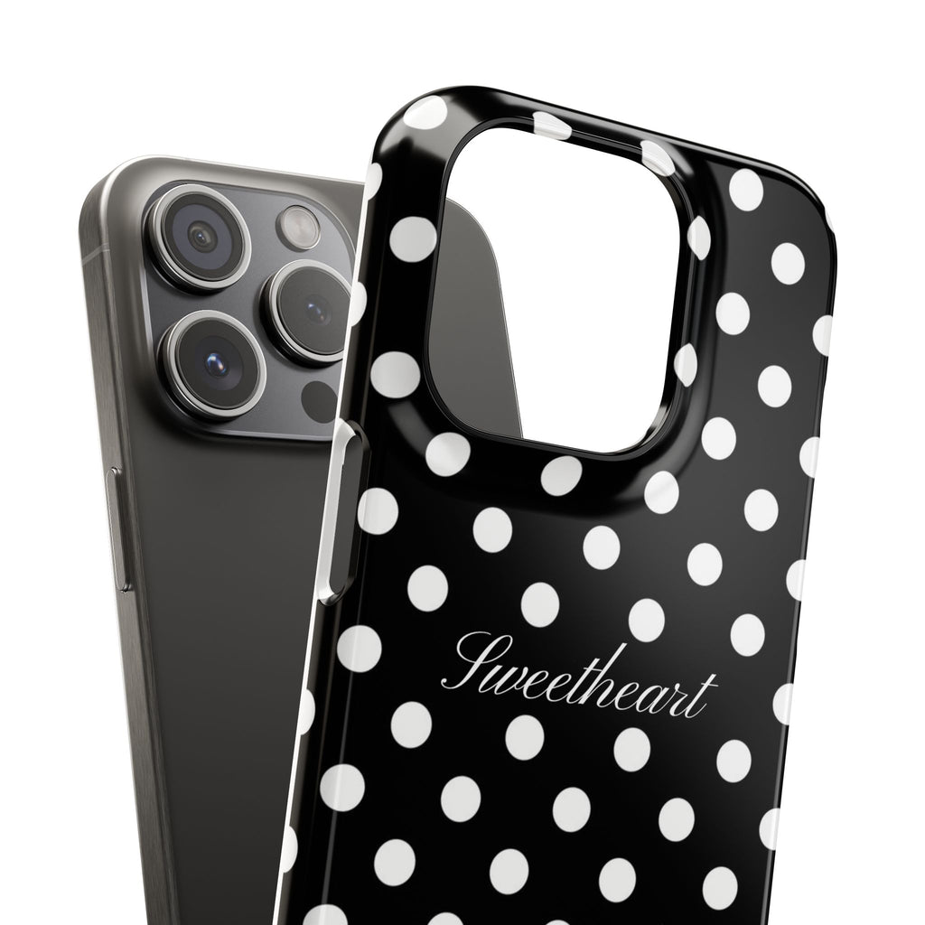 "Sweetheart" - white polka dot case