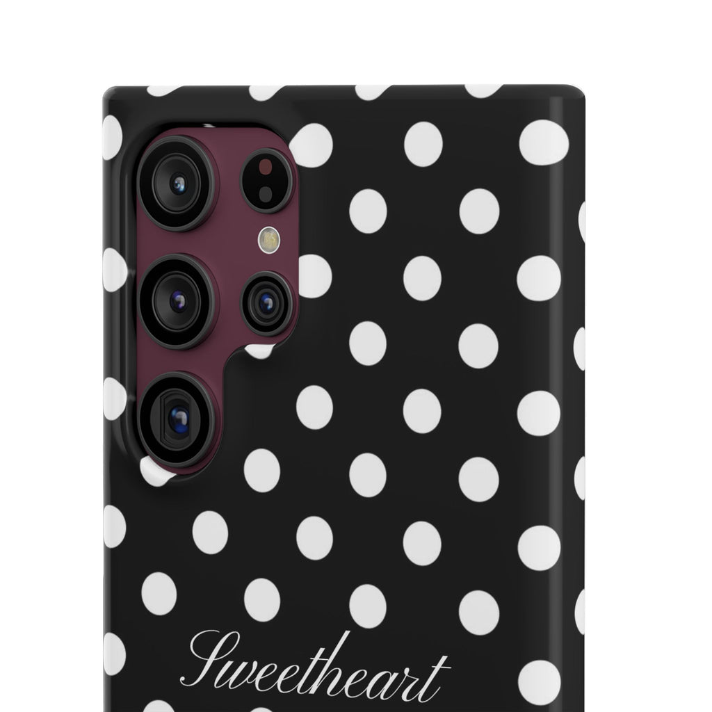 "Sweetheart" - white polka dot case