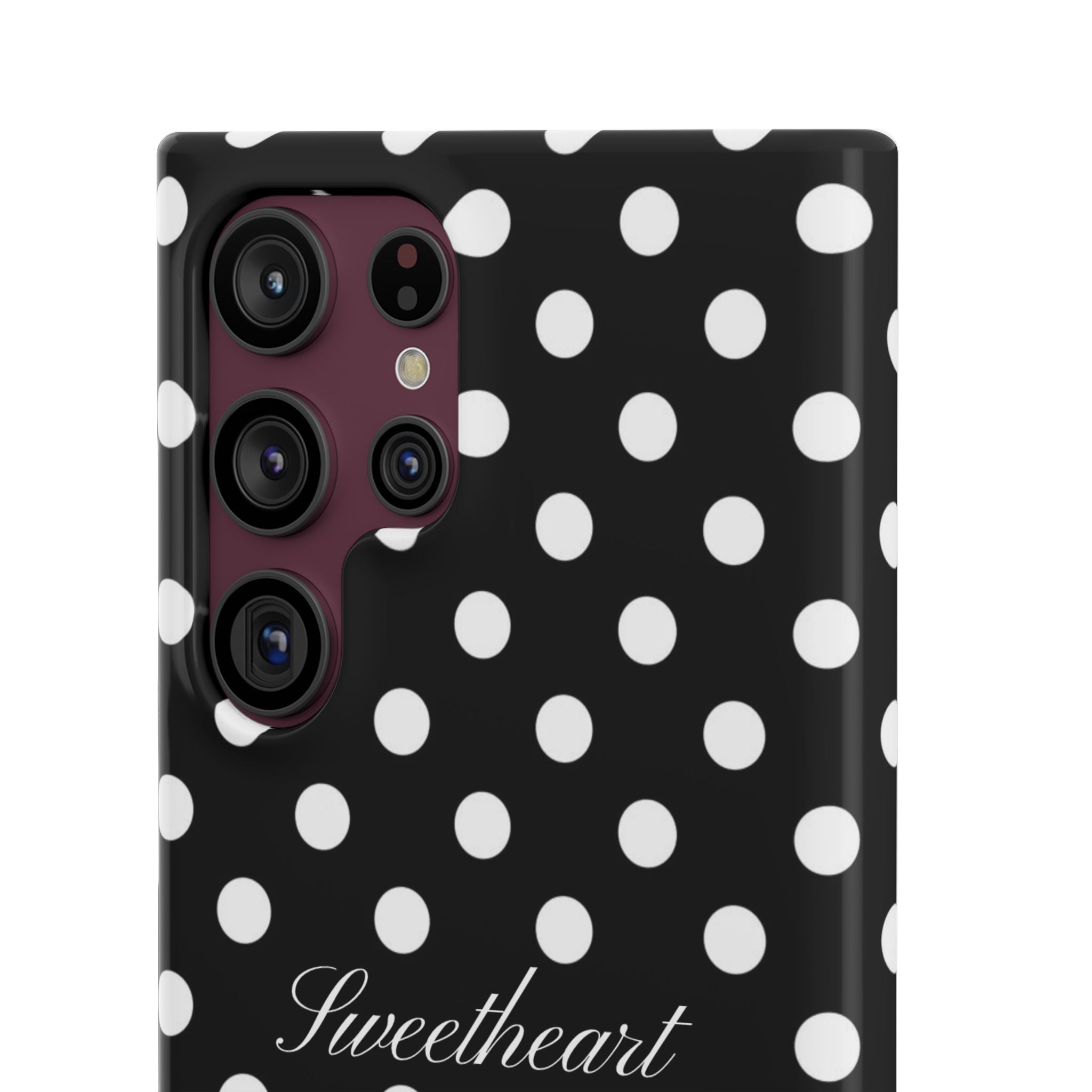"Sweetheart" - white polka dot case