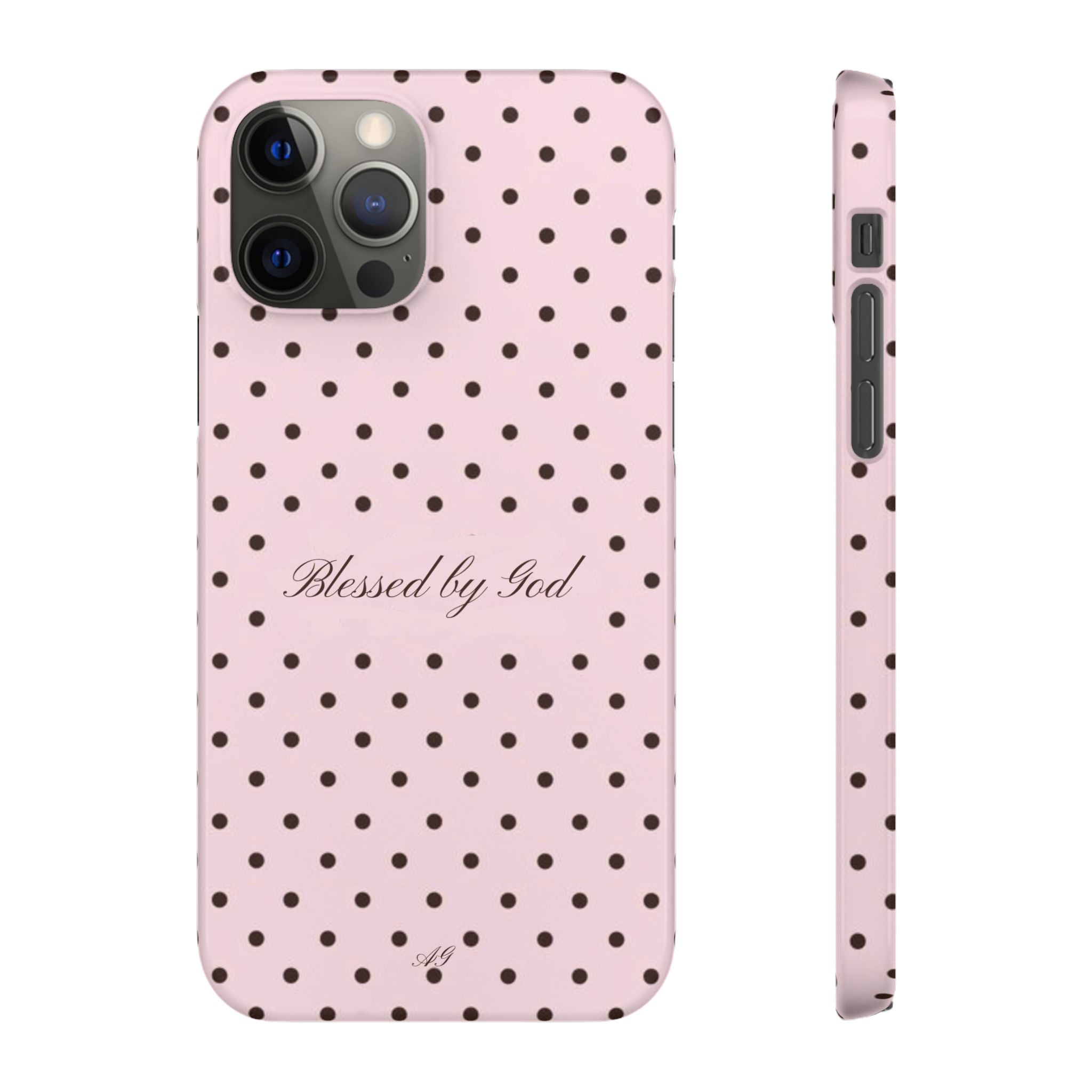 Blessed by God - Pink polka dot case