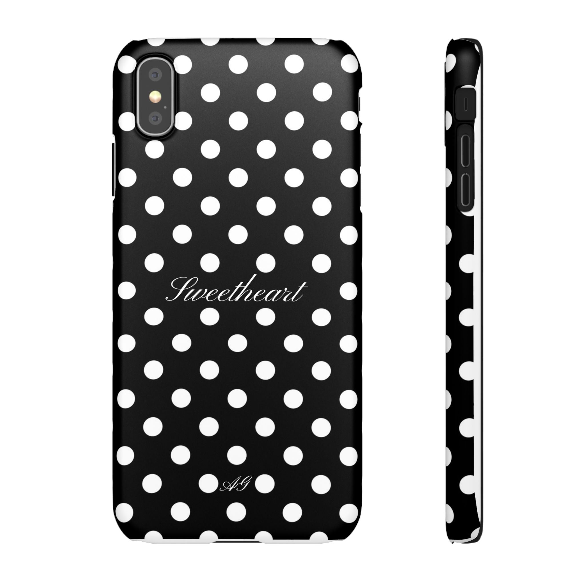 "Sweetheart" - white polka dot case