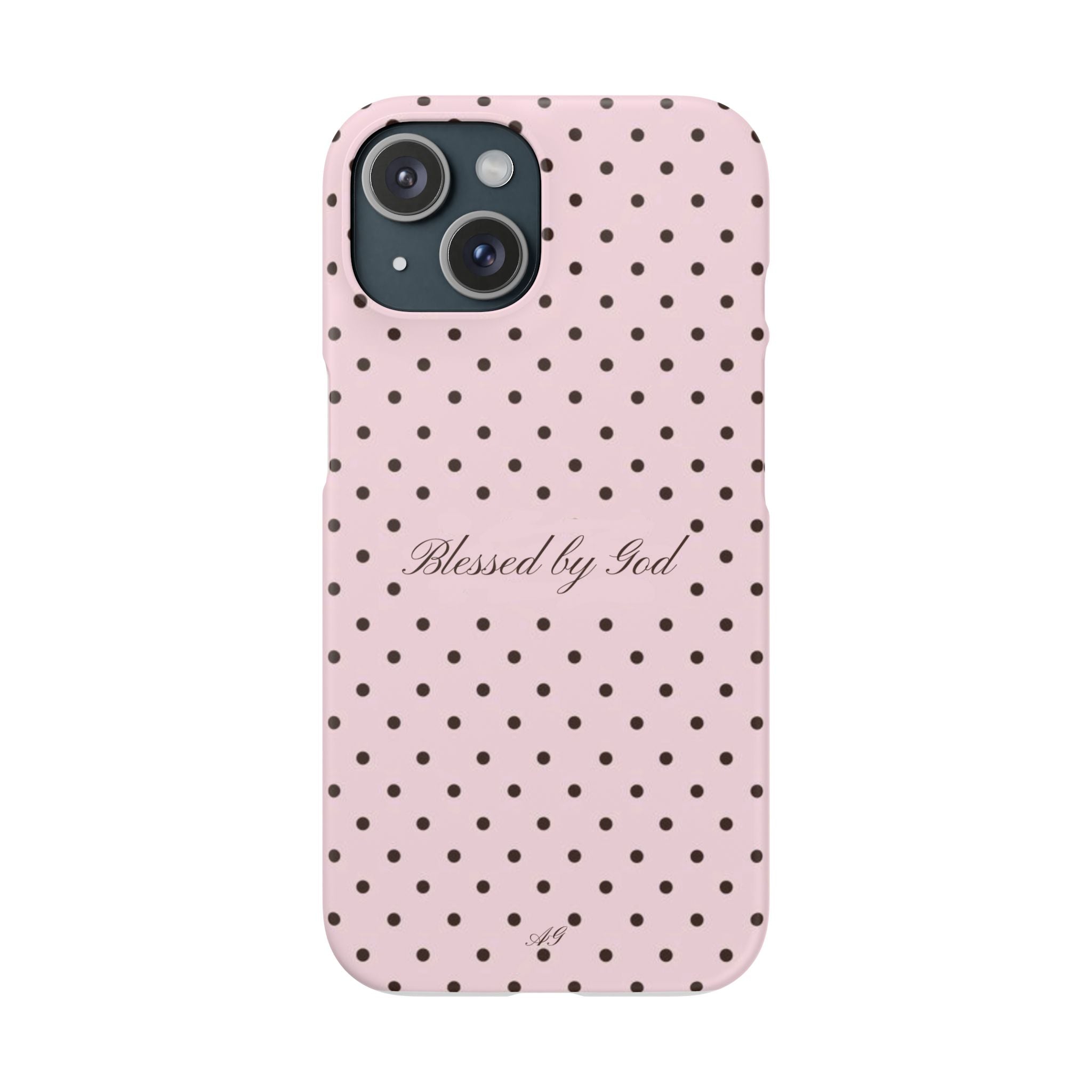 Blessed by God - Pink polka dot case