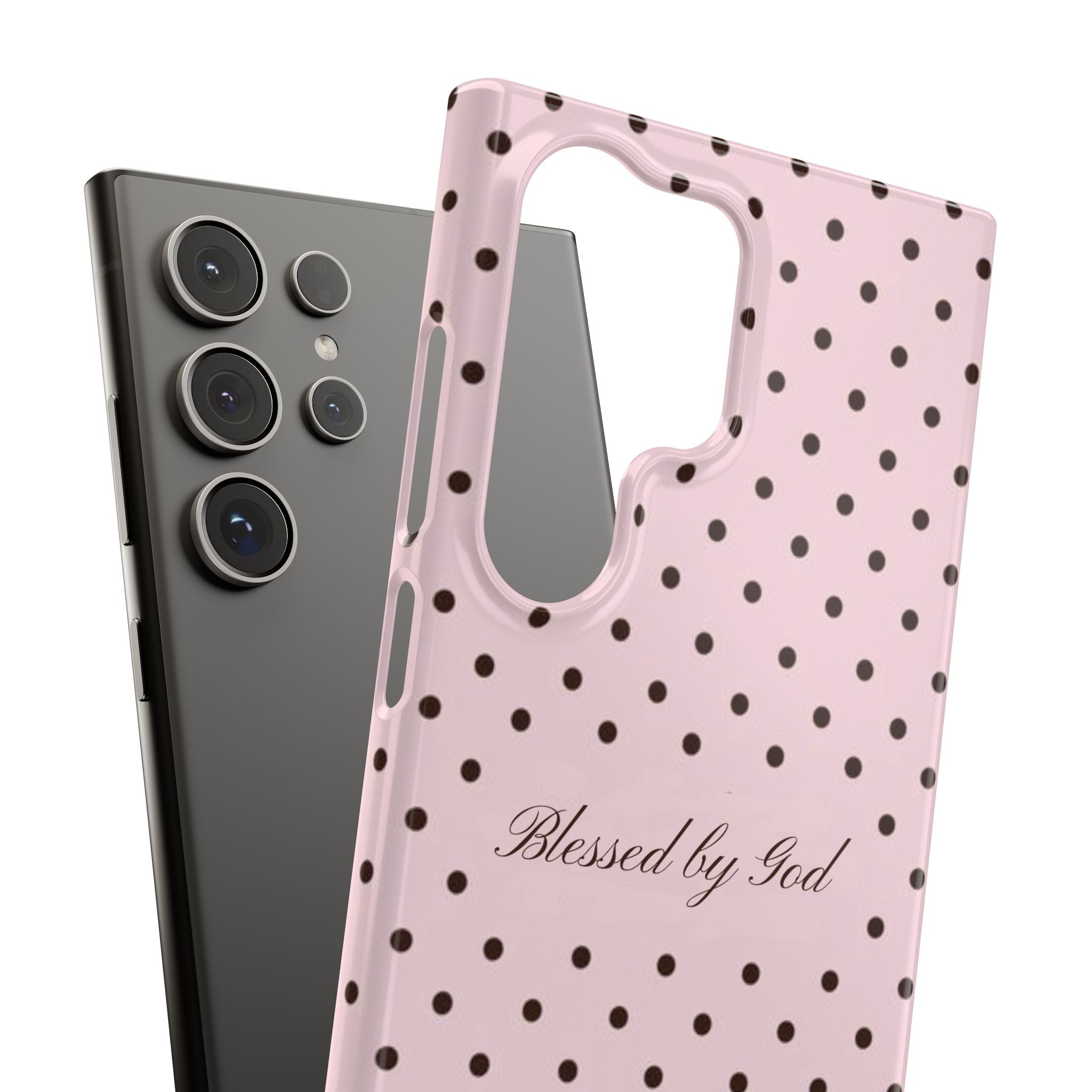 Blessed by God - Pink polka dot case