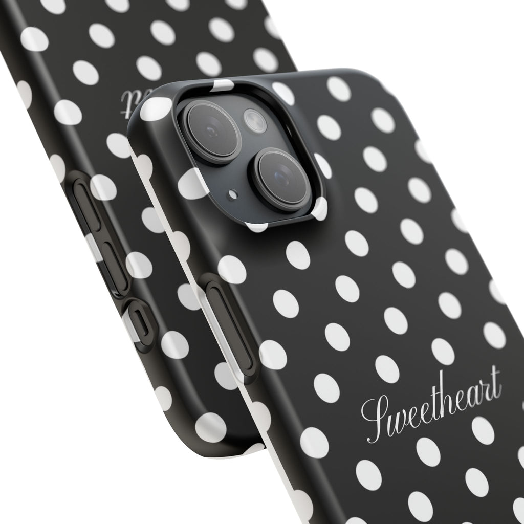 "Sweetheart" - white polka dot case