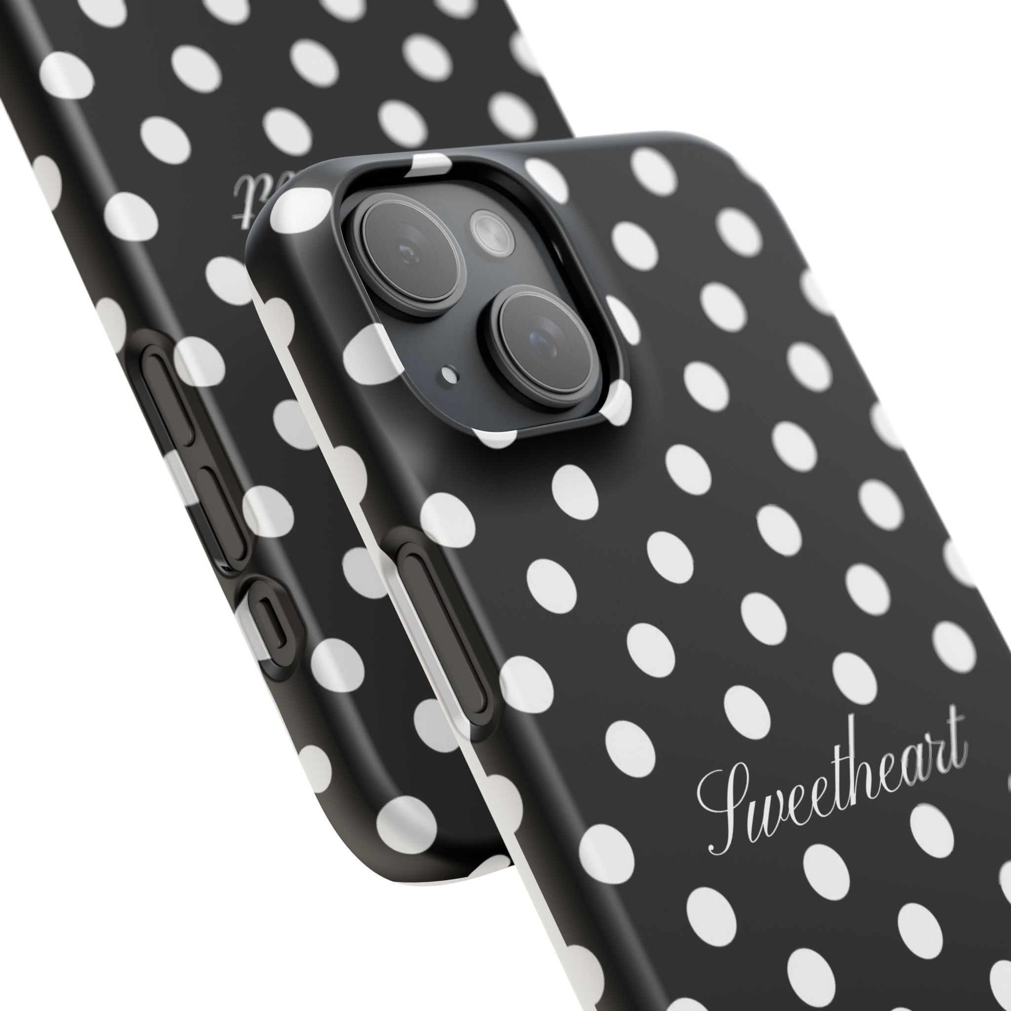 "Sweetheart" - white polka dot case