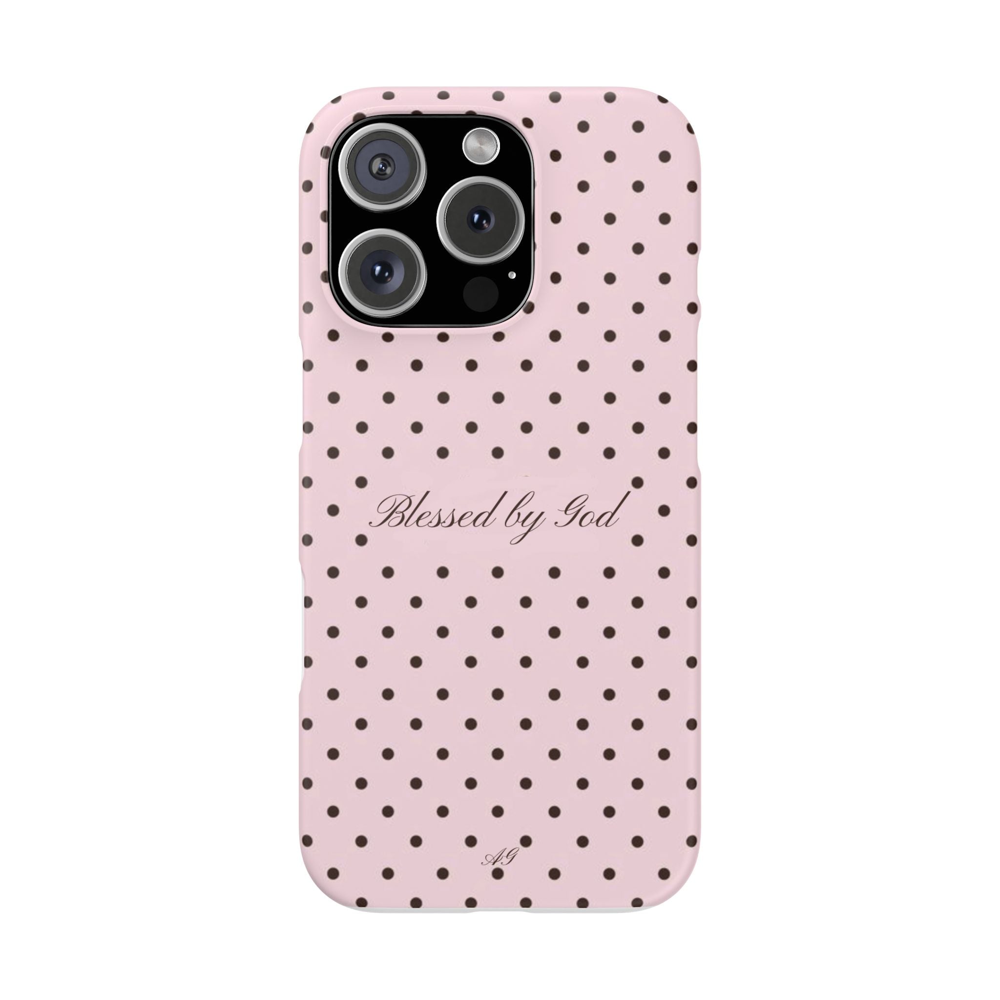 Blessed by God - Pink polka dot case