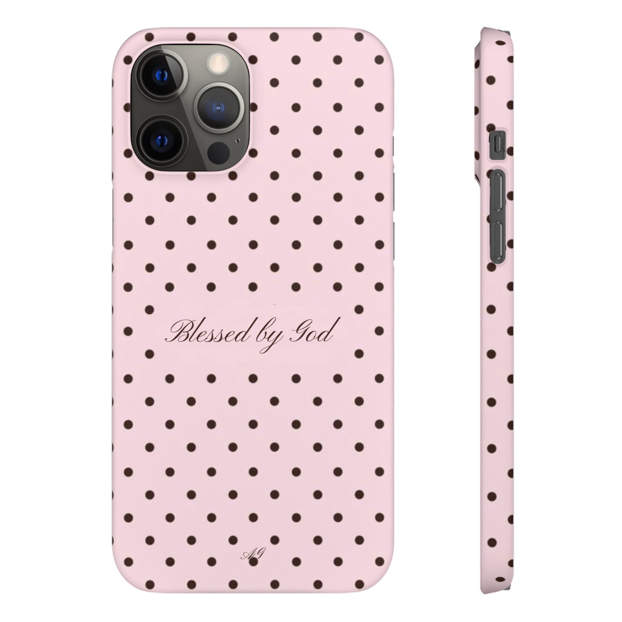 Blessed by God - Pink polka dot case