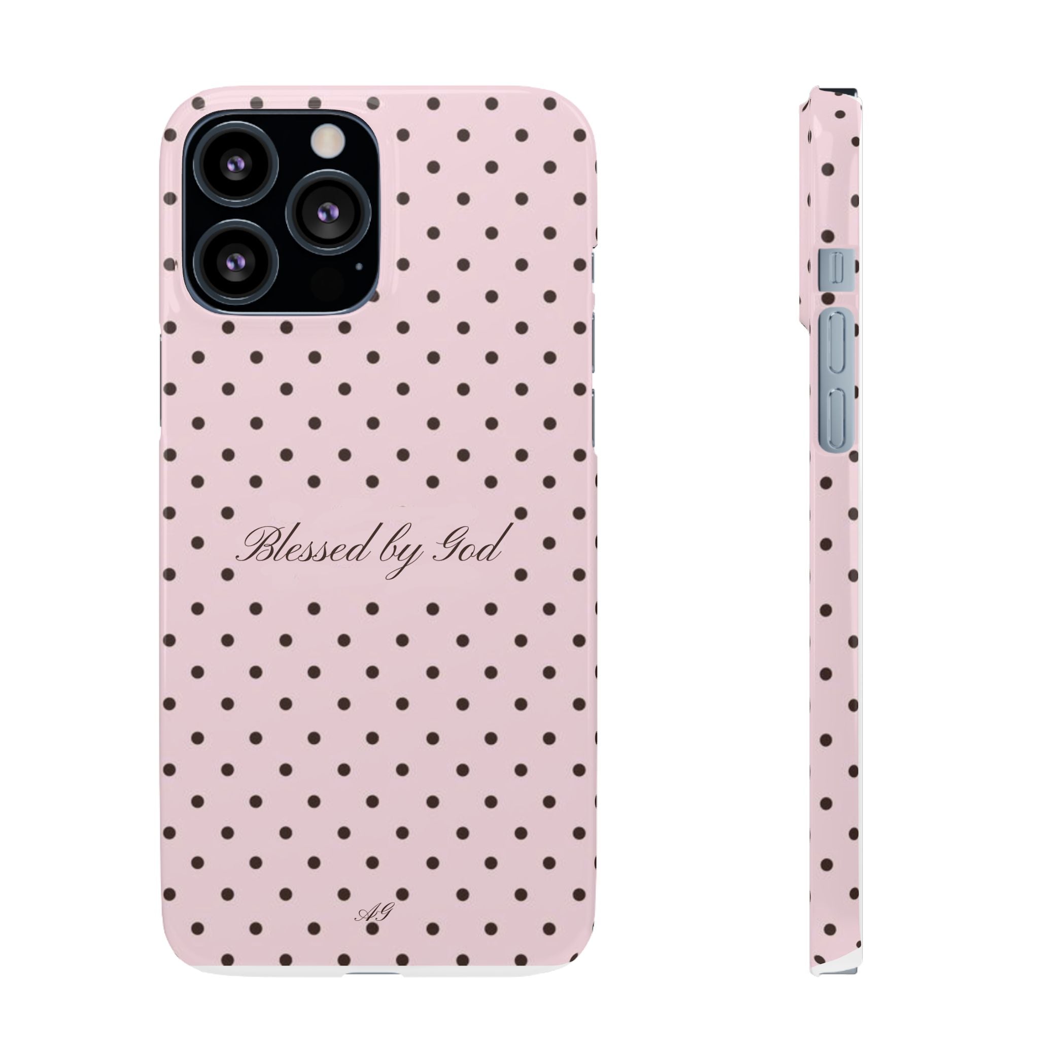 Blessed by God - Pink polka dot case