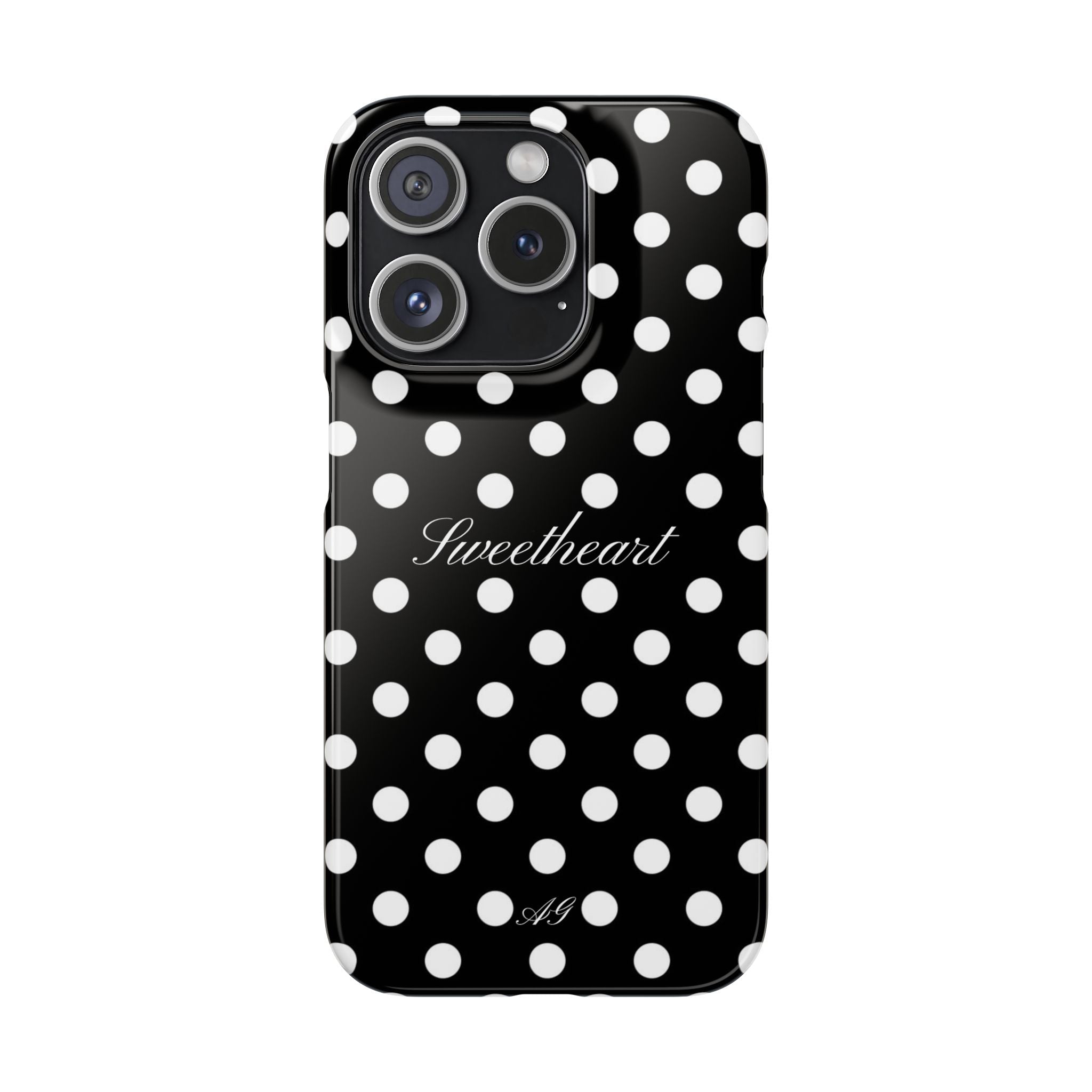 "Sweetheart" - white polka dot case