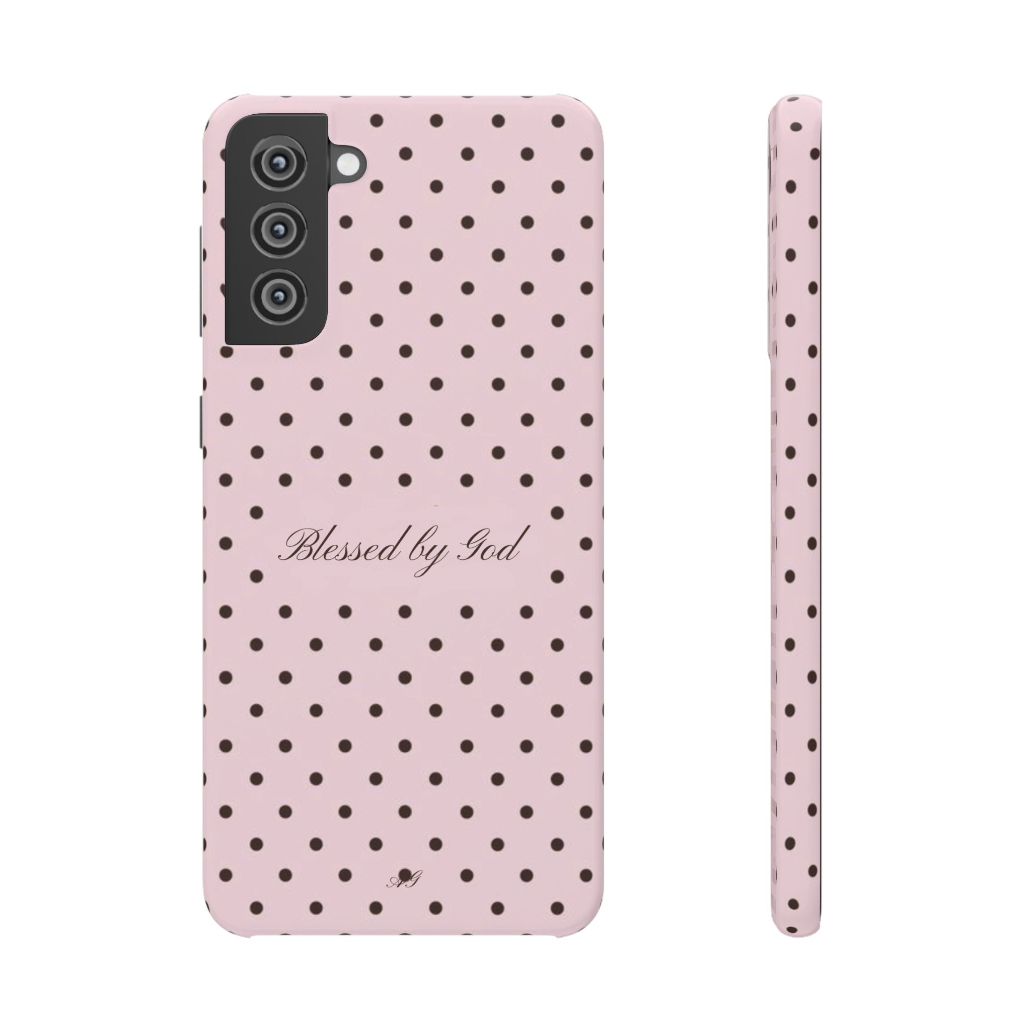 Blessed by God - Pink polka dot case