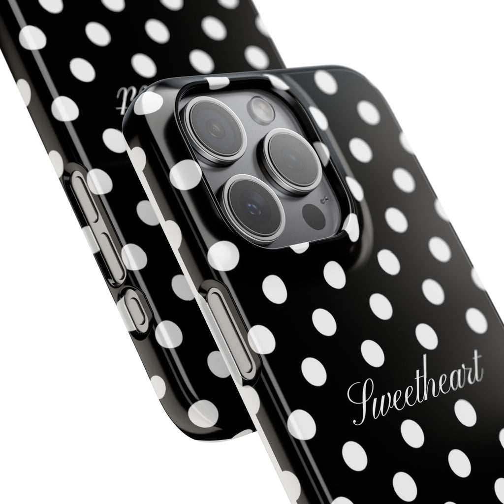 "Sweetheart" - white polka dot case