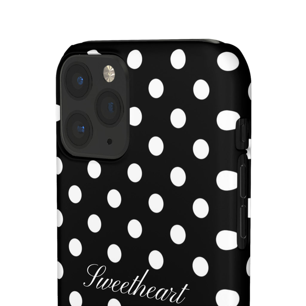 "Sweetheart" - white polka dot case