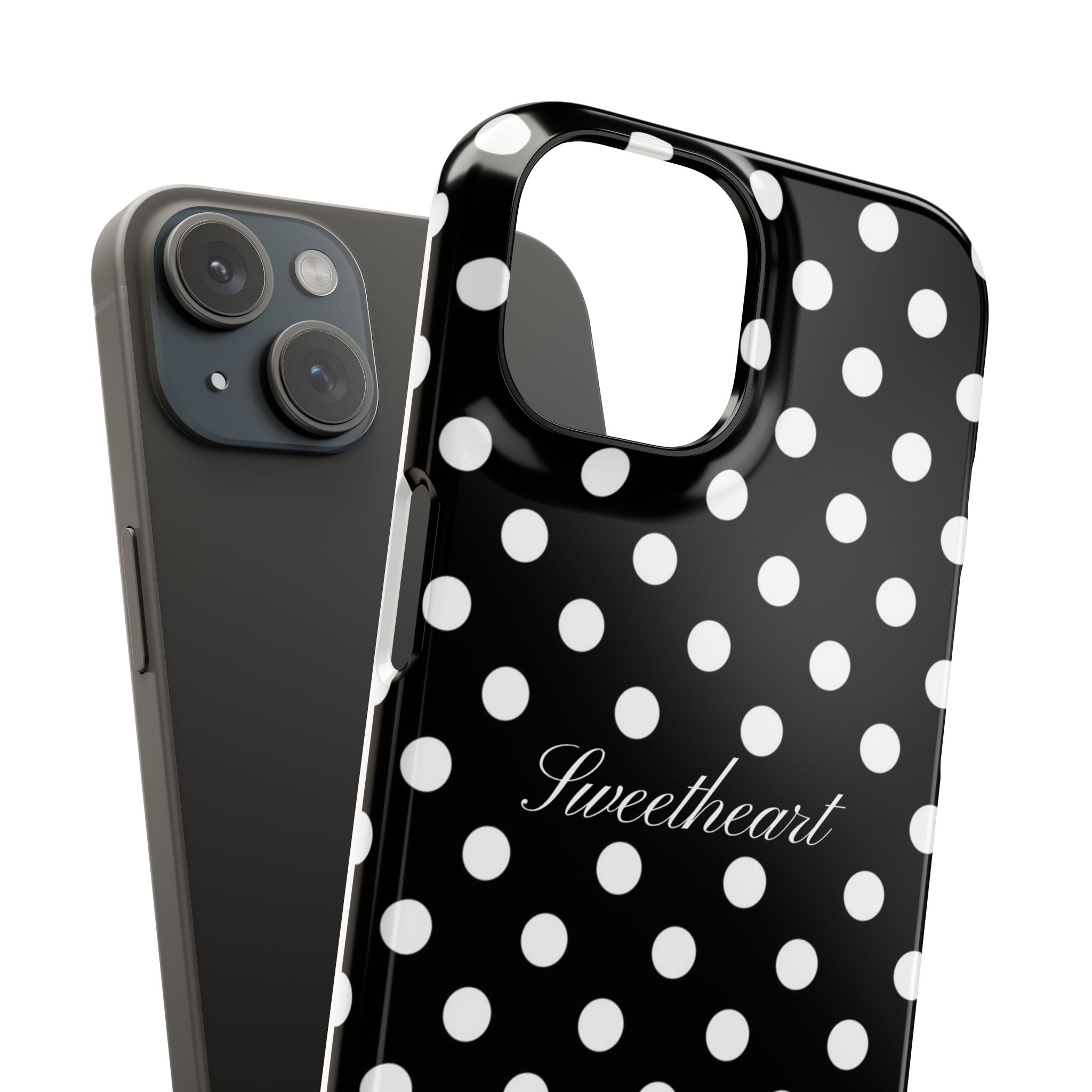 "Sweetheart" - white polka dot case