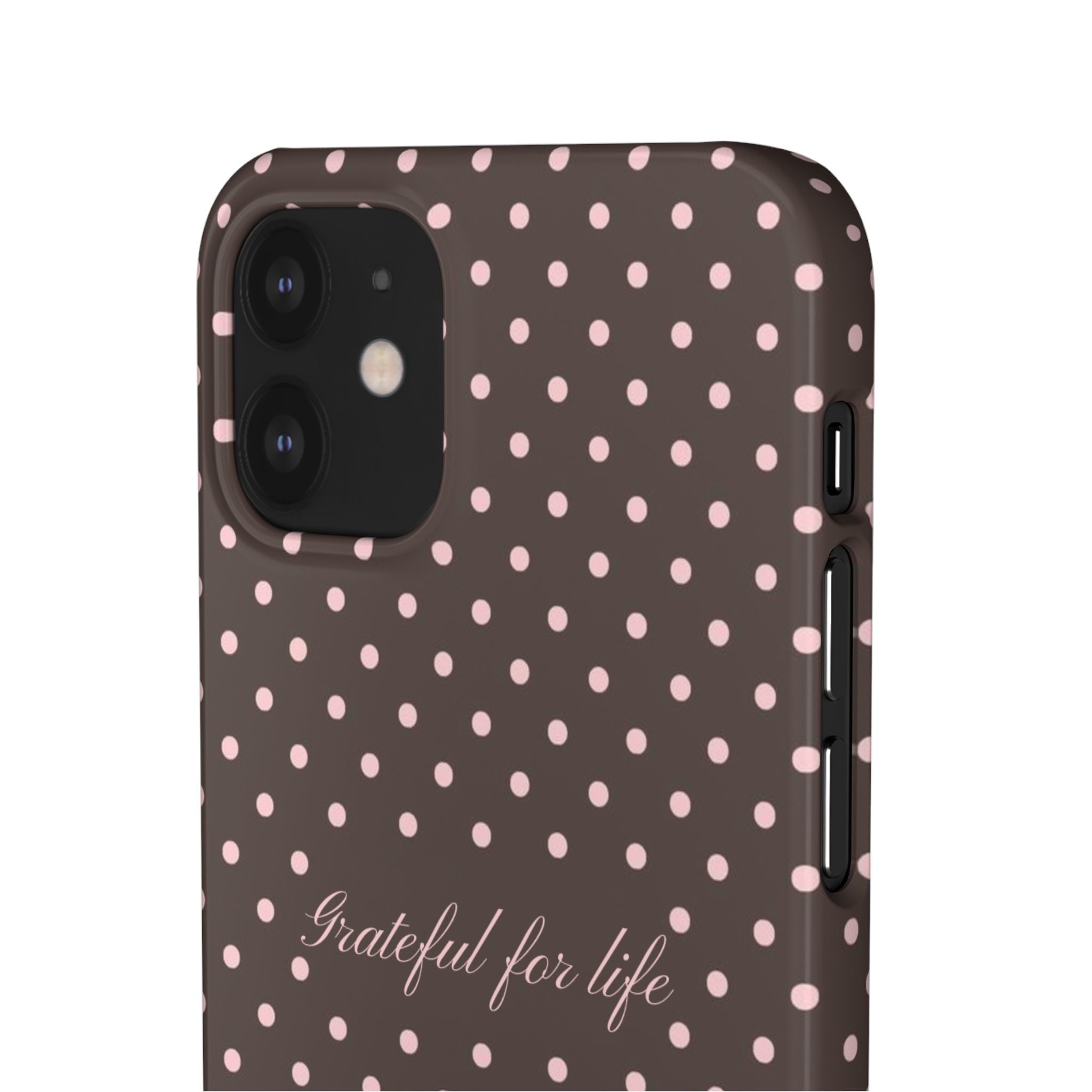 Grateful for life - Mocha polka phone case