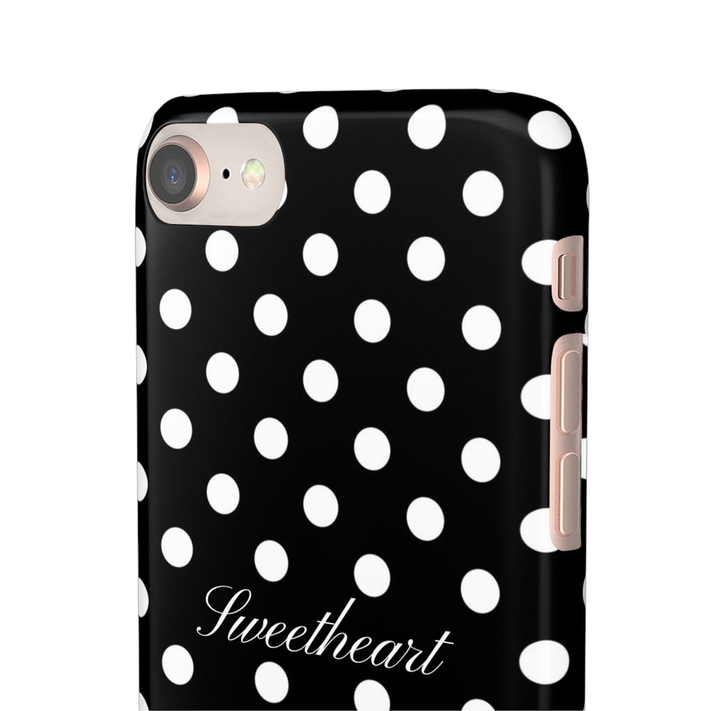 "Sweetheart" - white polka dot case