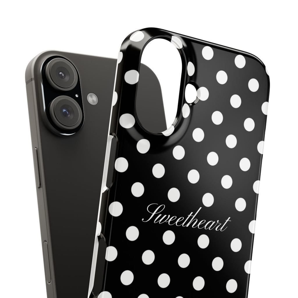 "Sweetheart" - white polka dot case