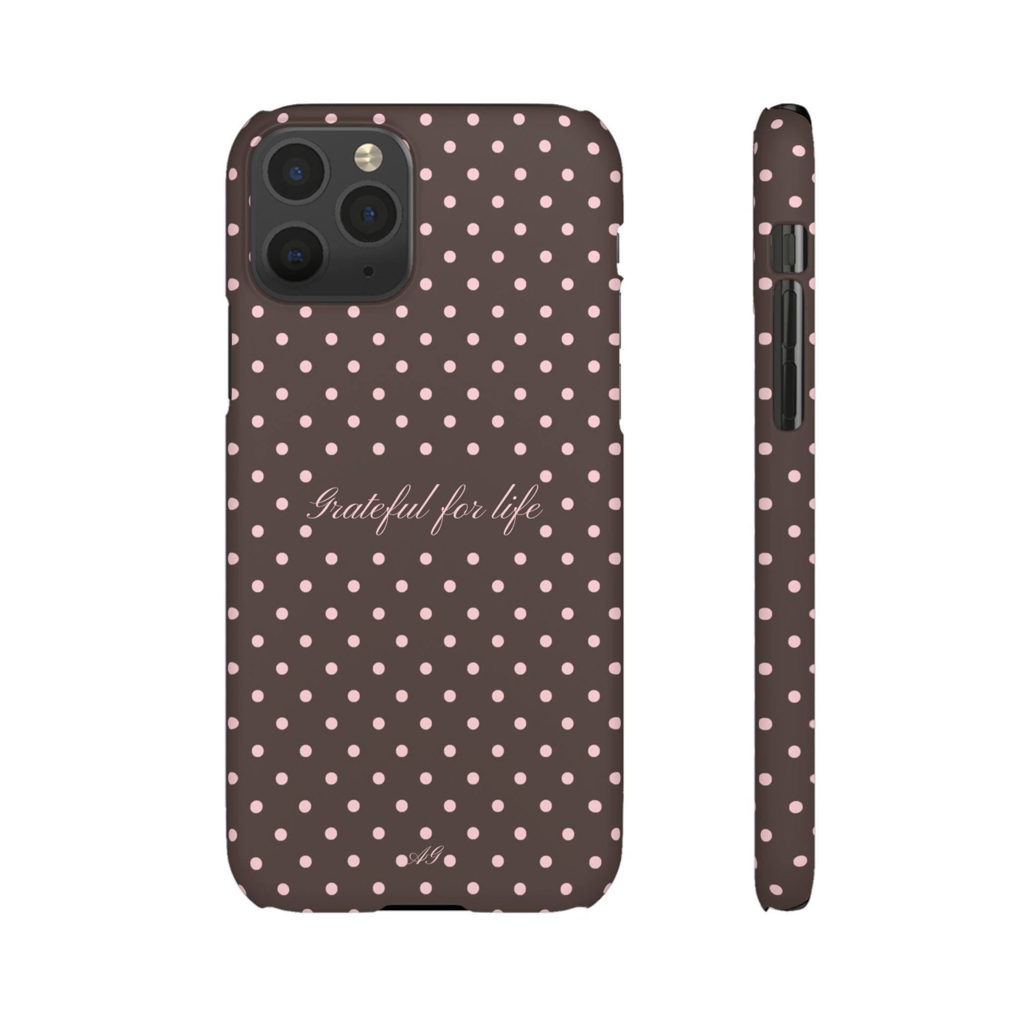 Grateful for life - Mocha polka phone case