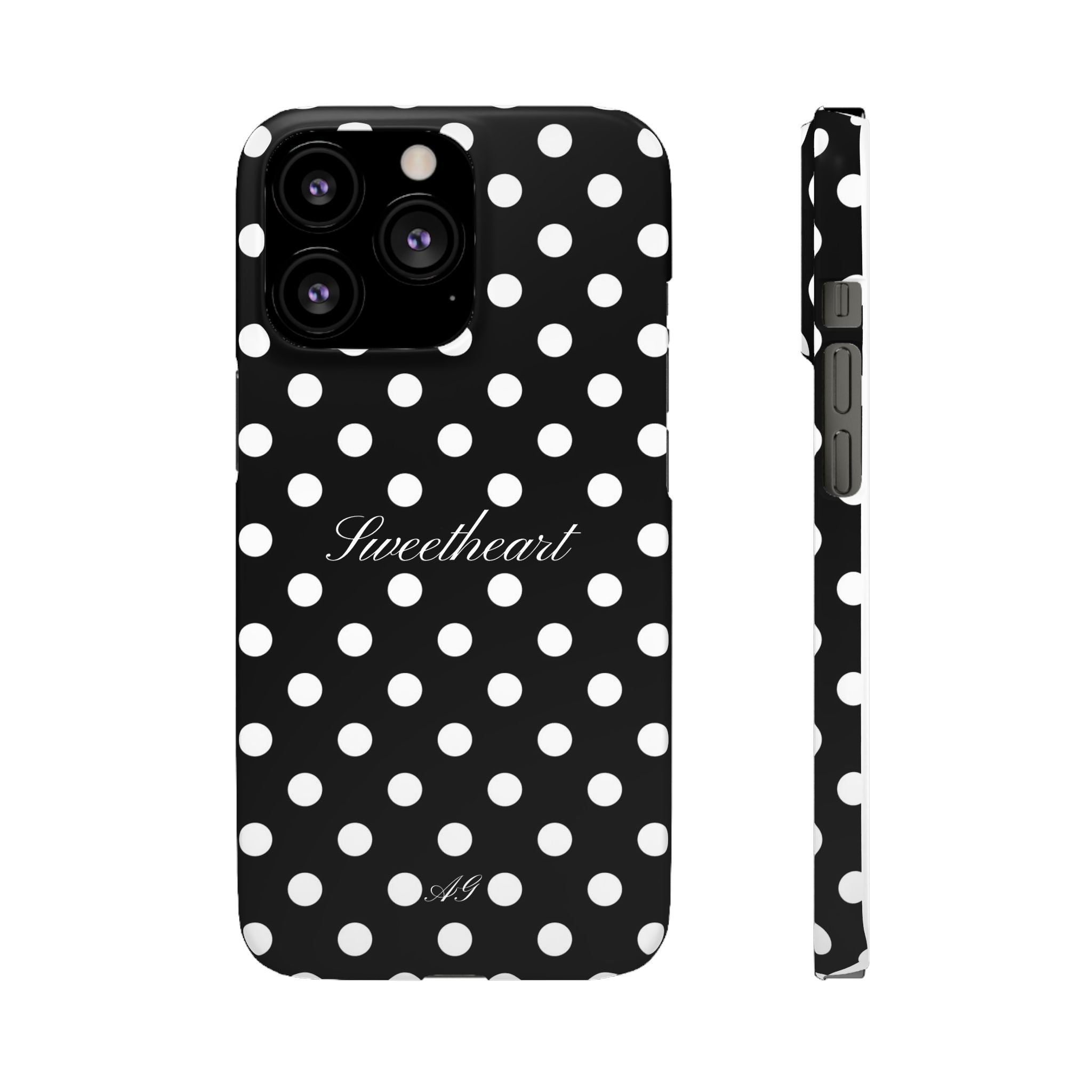 "Sweetheart" - white polka dot case
