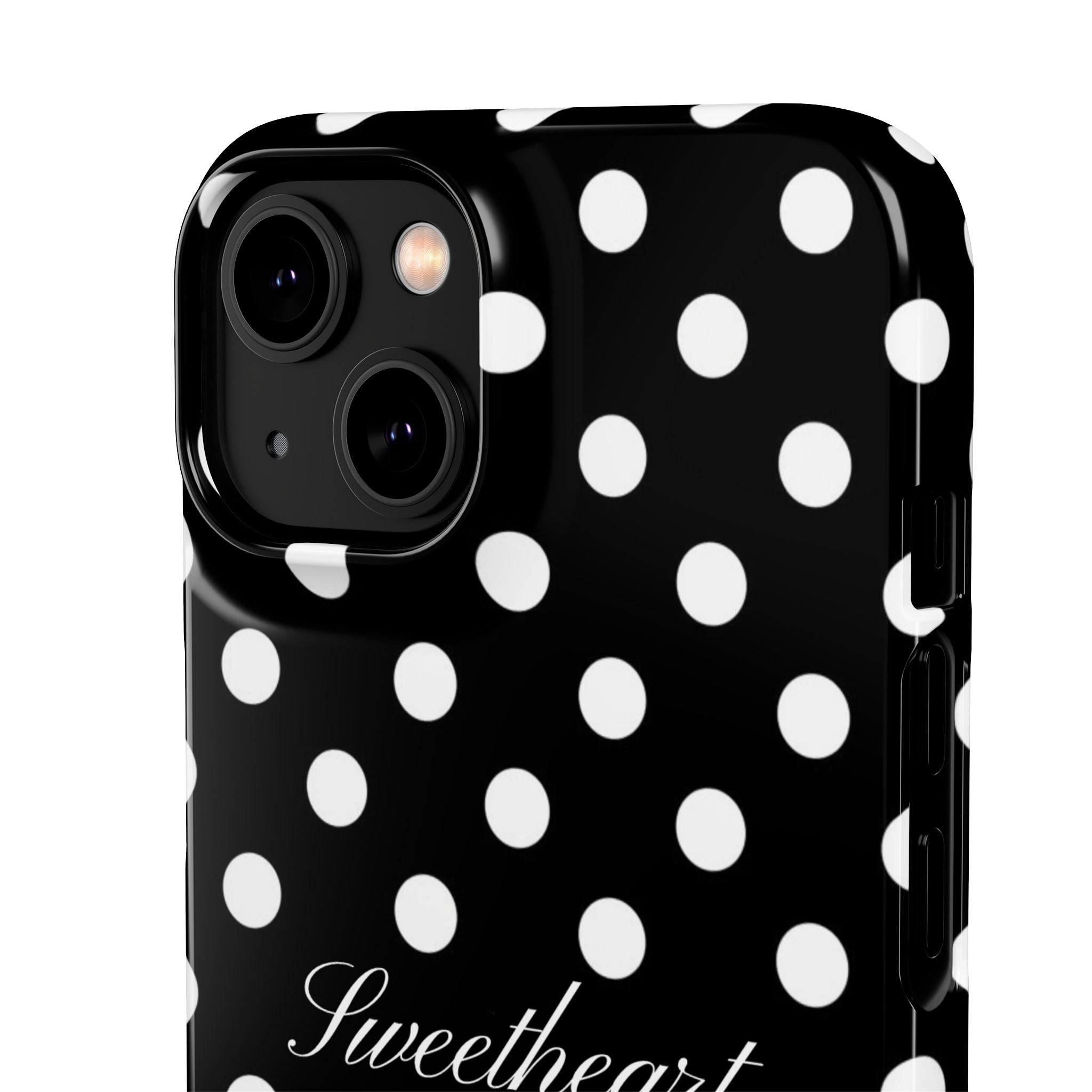 "Sweetheart" - white polka dot case
