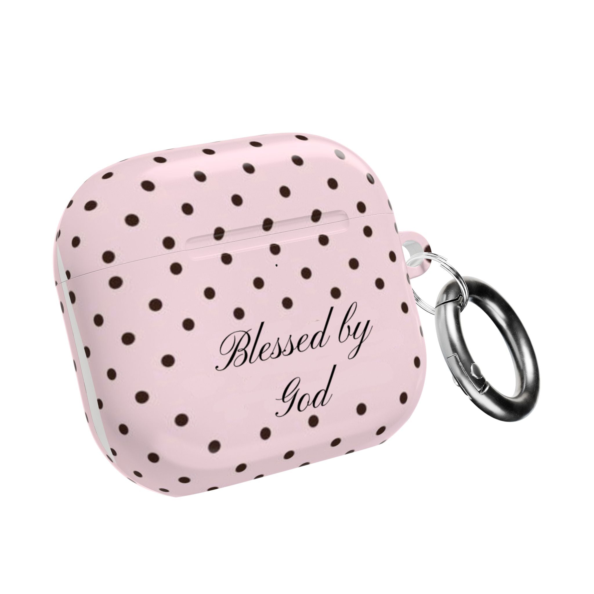 Blessed by God Pink Polka Dot AirPod Case