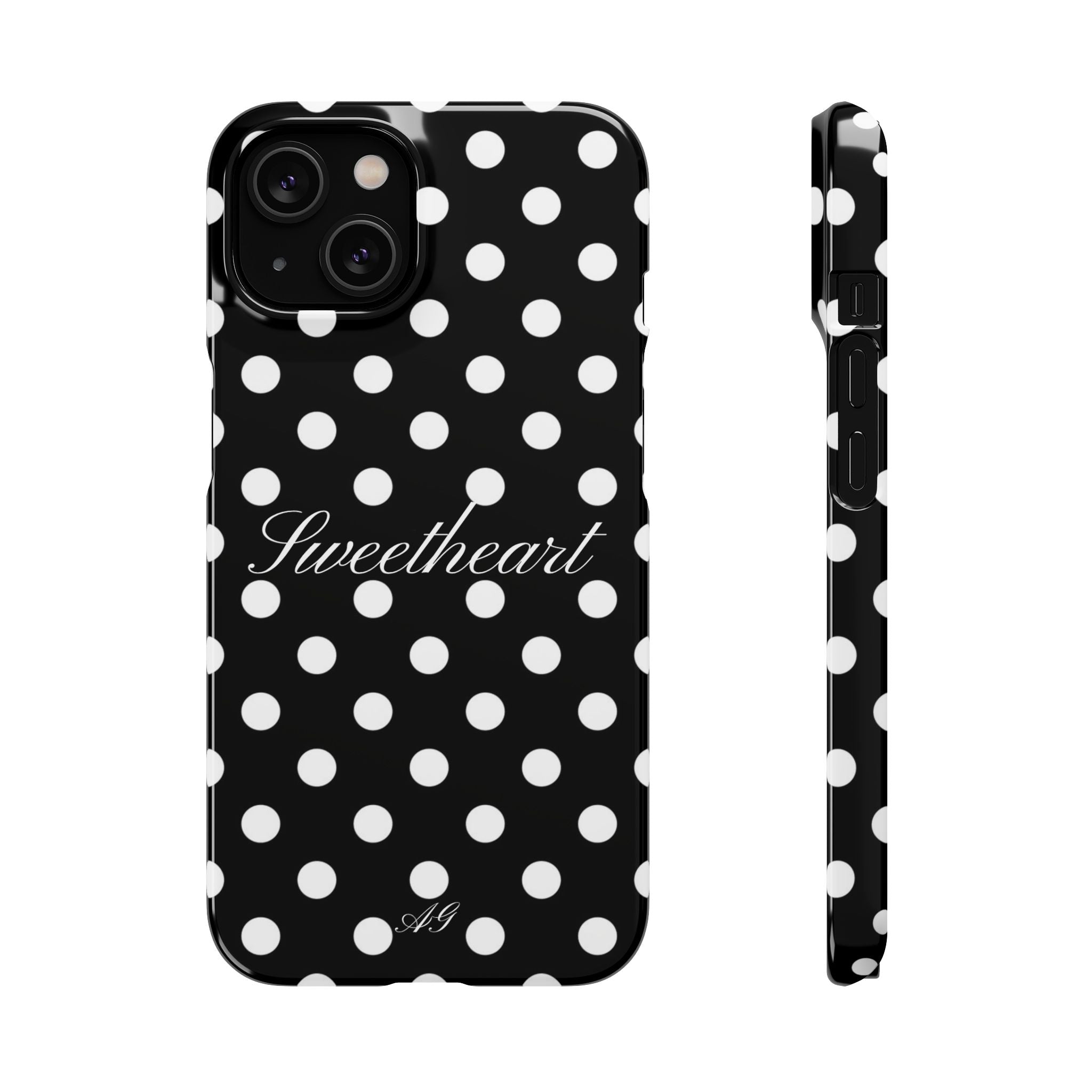 Sweetheart - white polka dot case