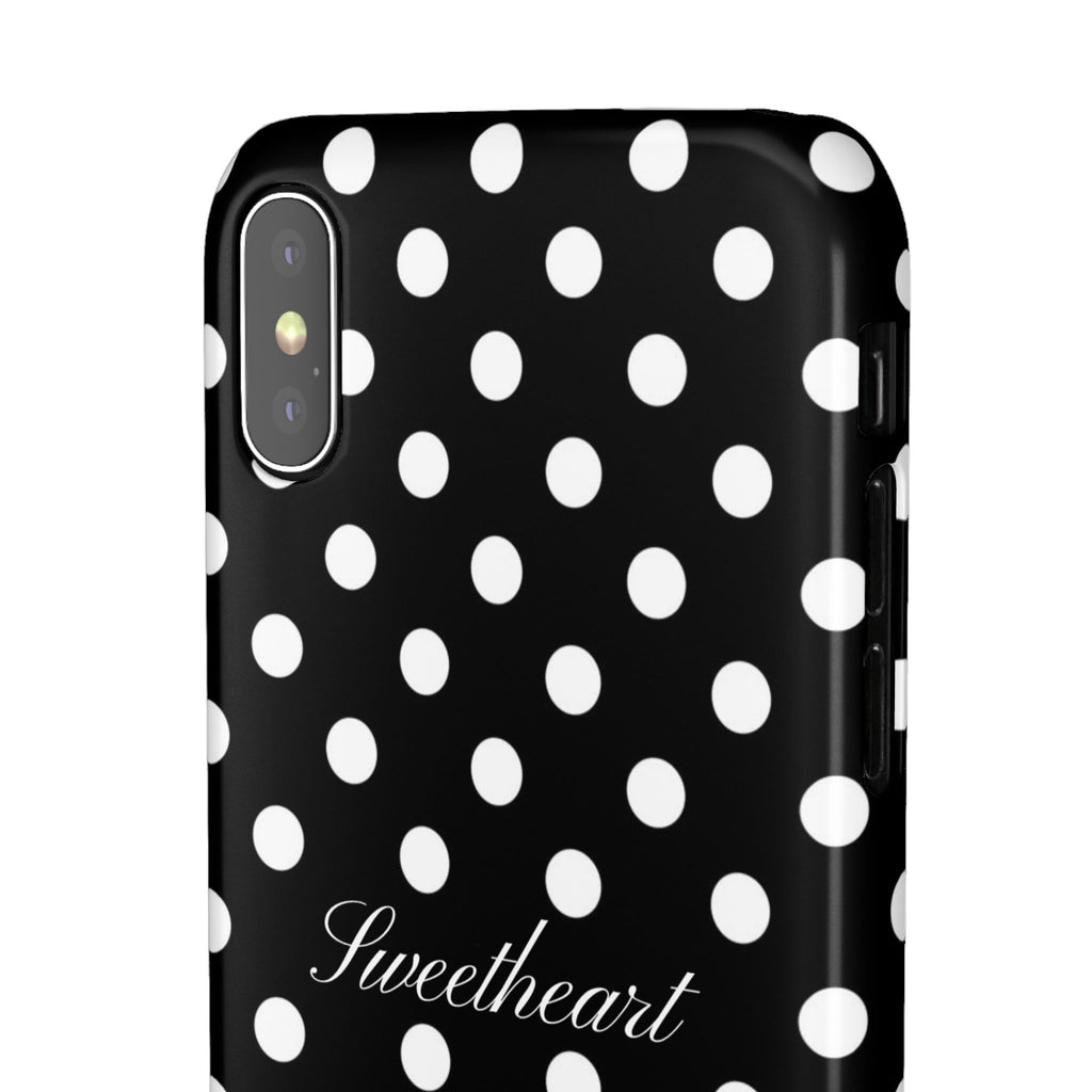 "Sweetheart" - white polka dot case