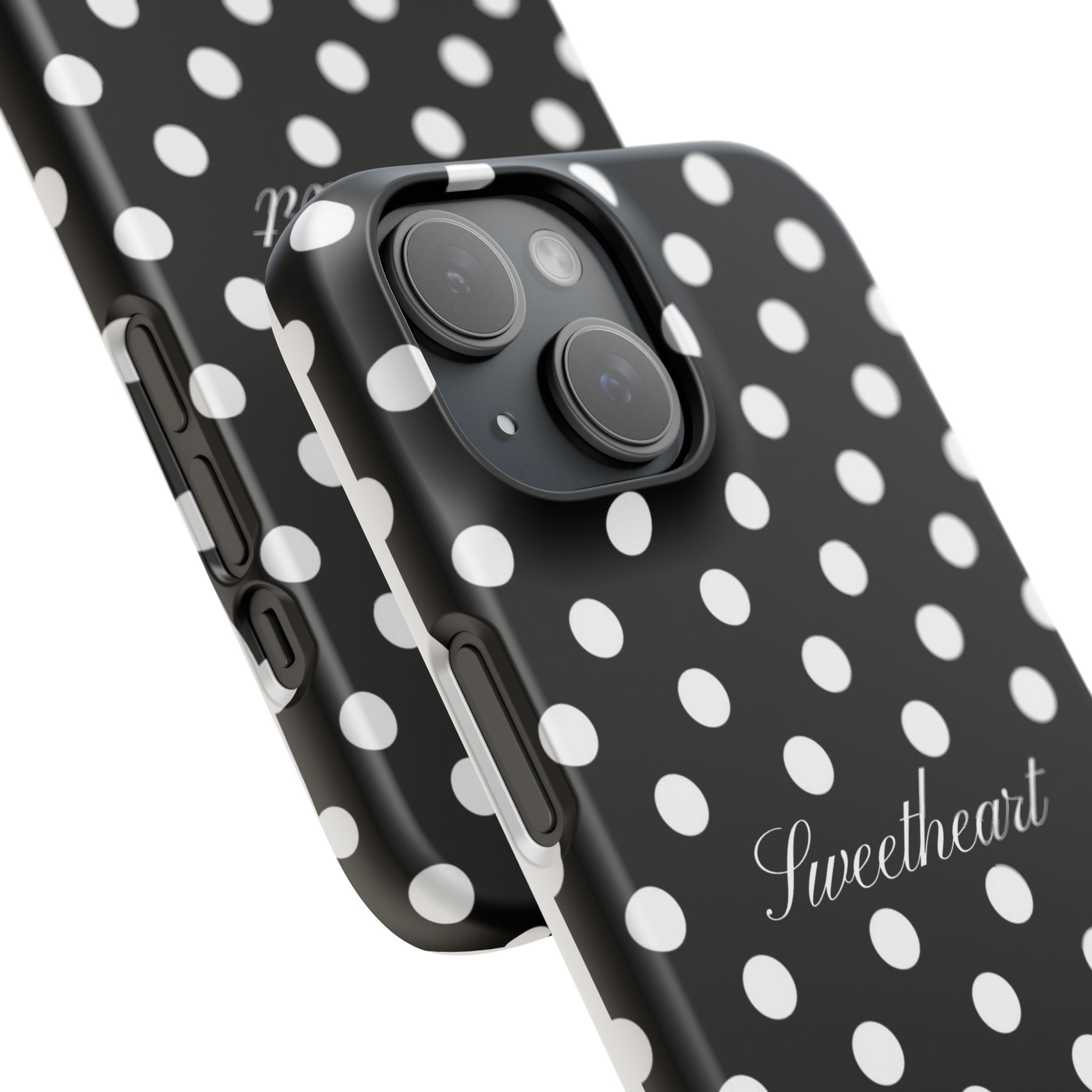 "Sweetheart" - white polka dot case