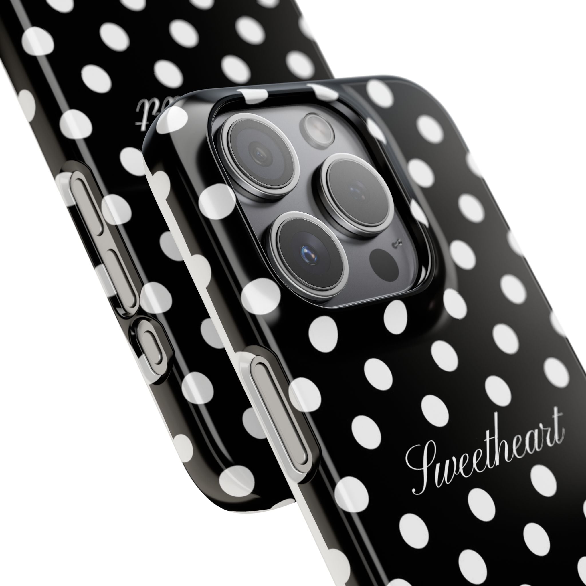 "Sweetheart" - white polka dot case