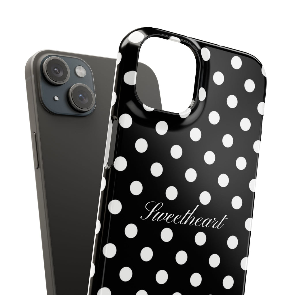 "Sweetheart" - white polka dot case
