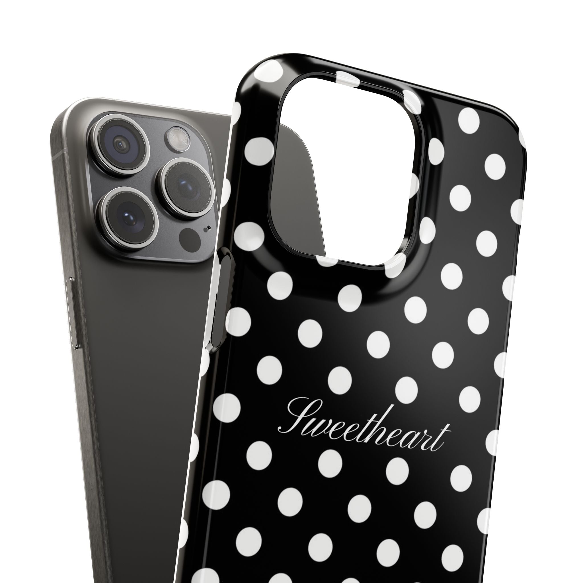 "Sweetheart" - white polka dot case
