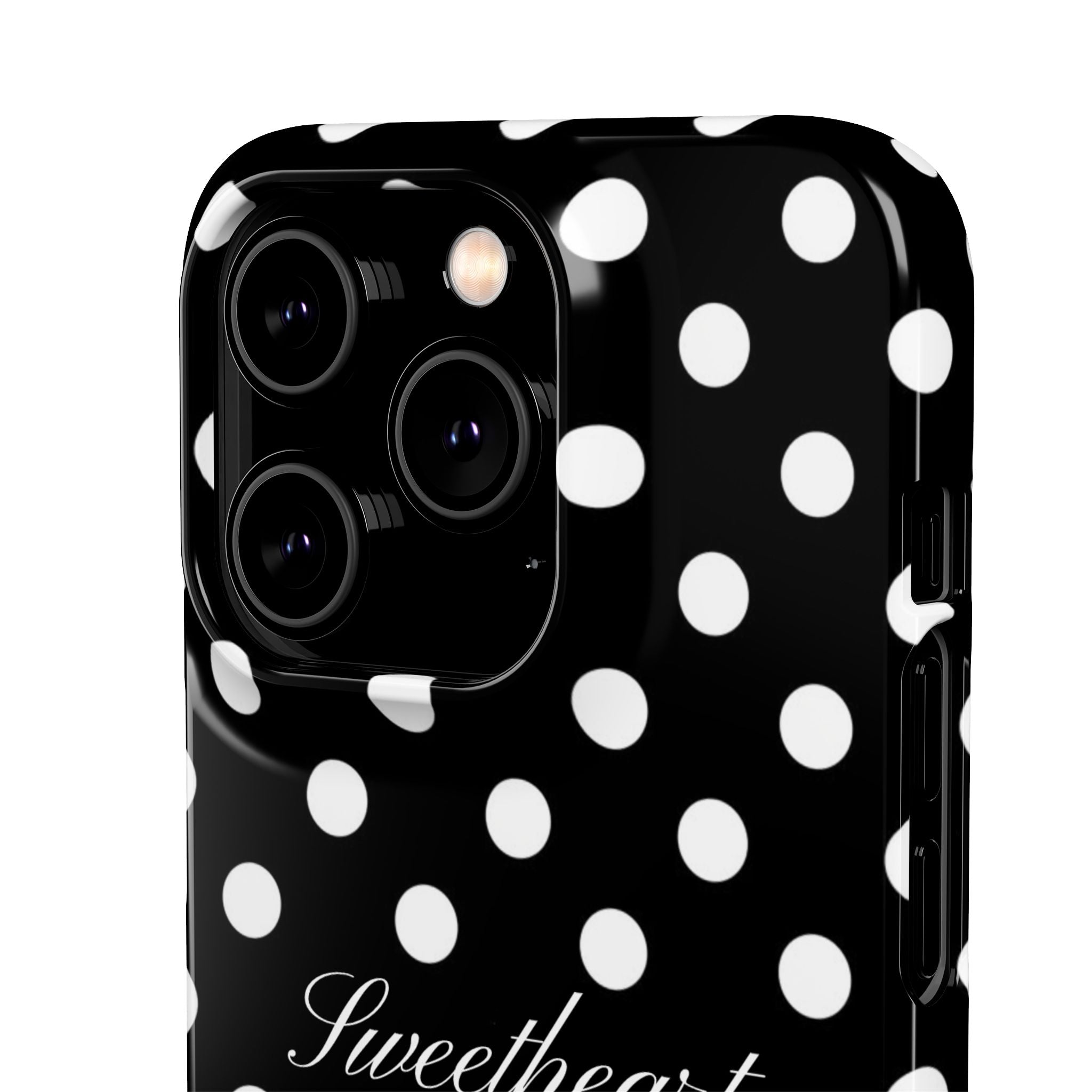 "Sweetheart" - white polka dot case