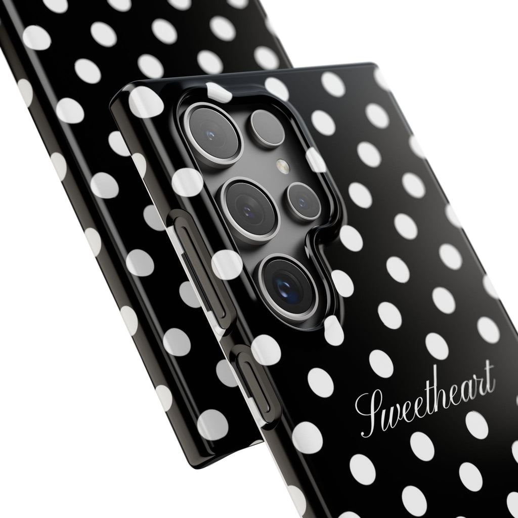 "Sweetheart" - white polka dot case