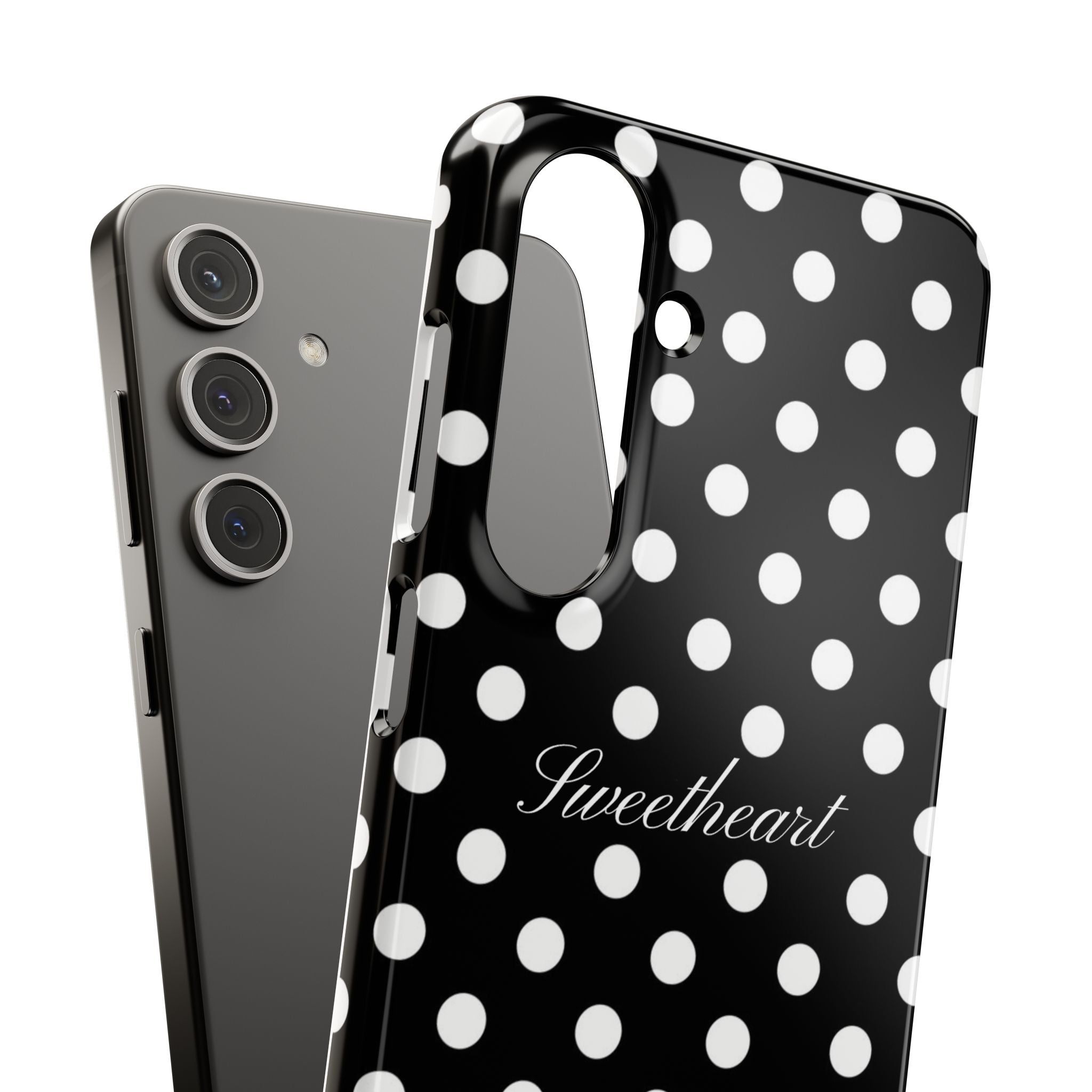 "Sweetheart" - white polka dot case