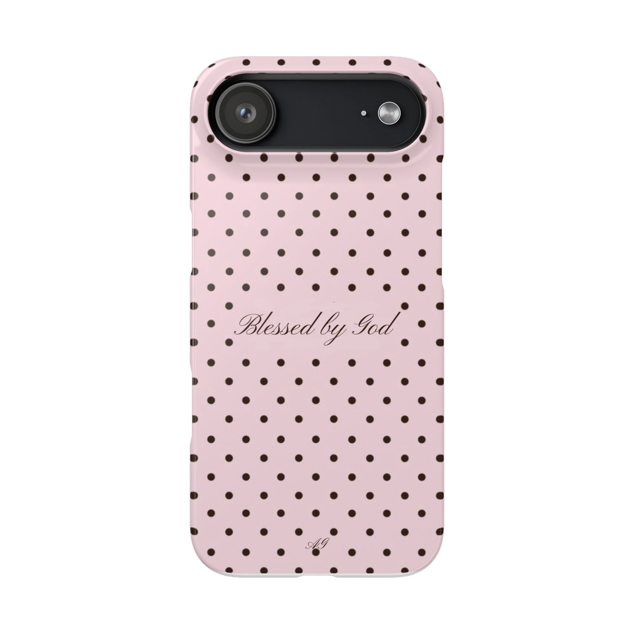 Blessed by God - Pink polka dot case
