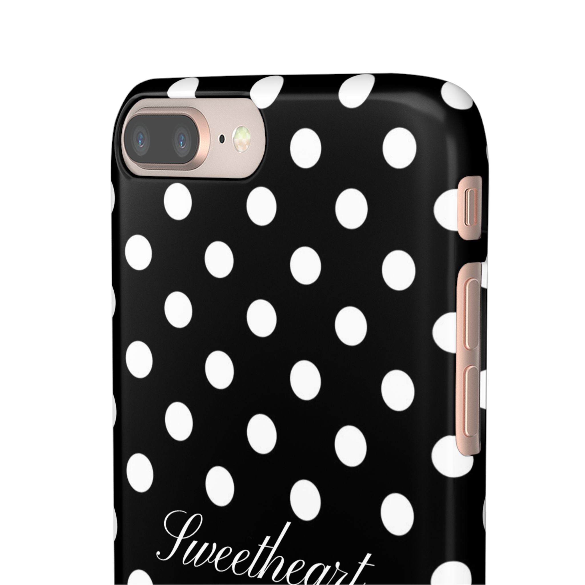 "Sweetheart" - white polka dot case