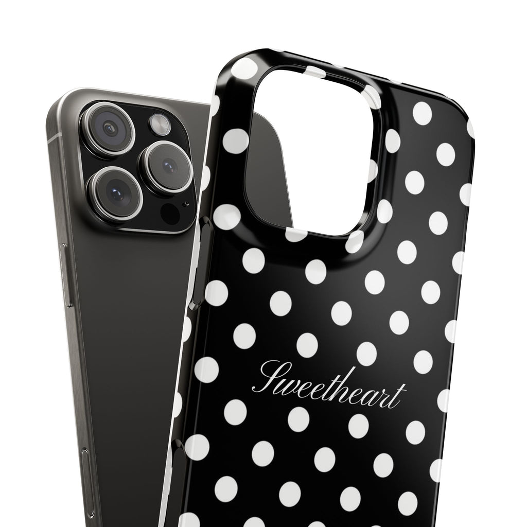 "Sweetheart" - white polka dot case