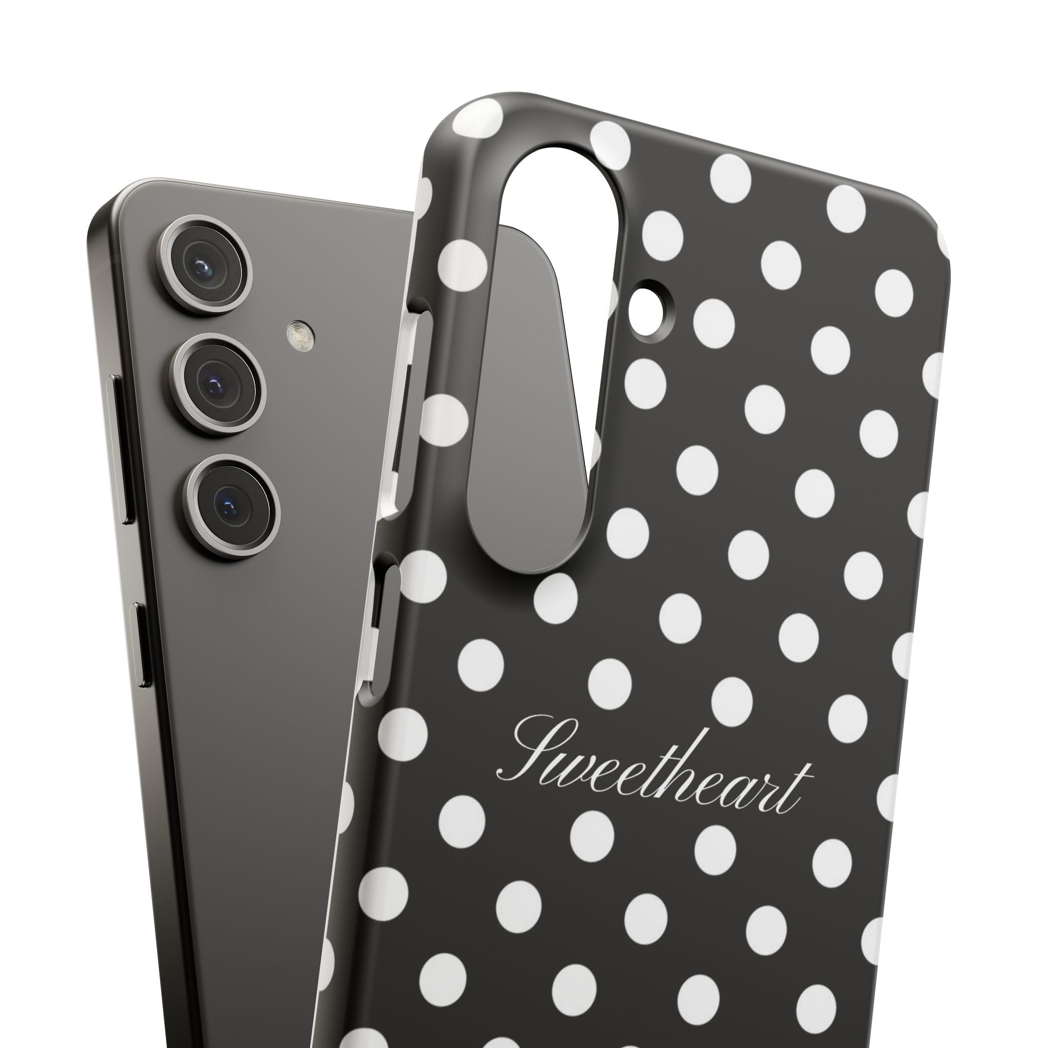 "Sweetheart" - white polka dot case