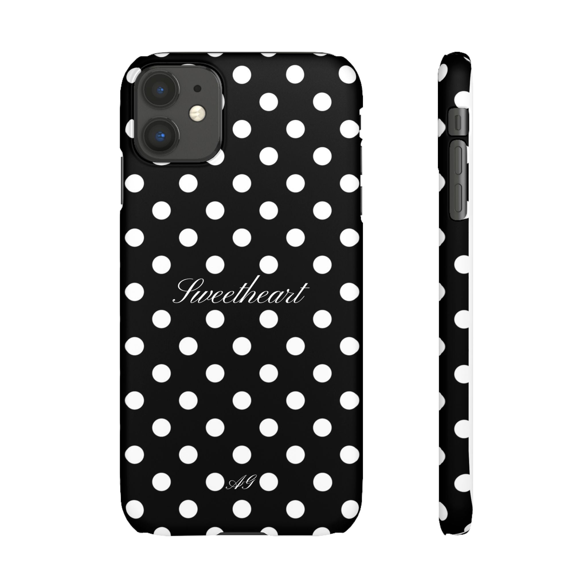 "Sweetheart" - white polka dot case
