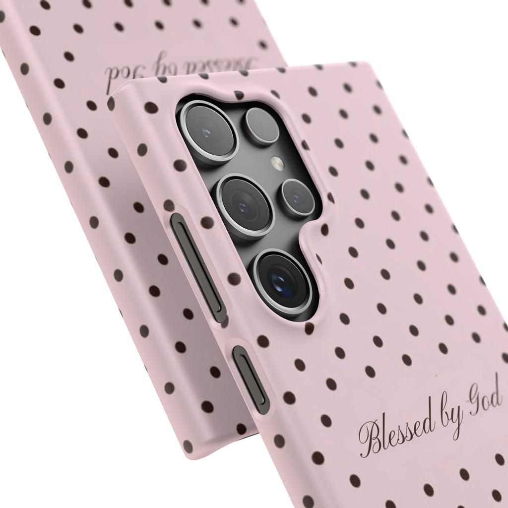Blessed by God - Pink polka dot case