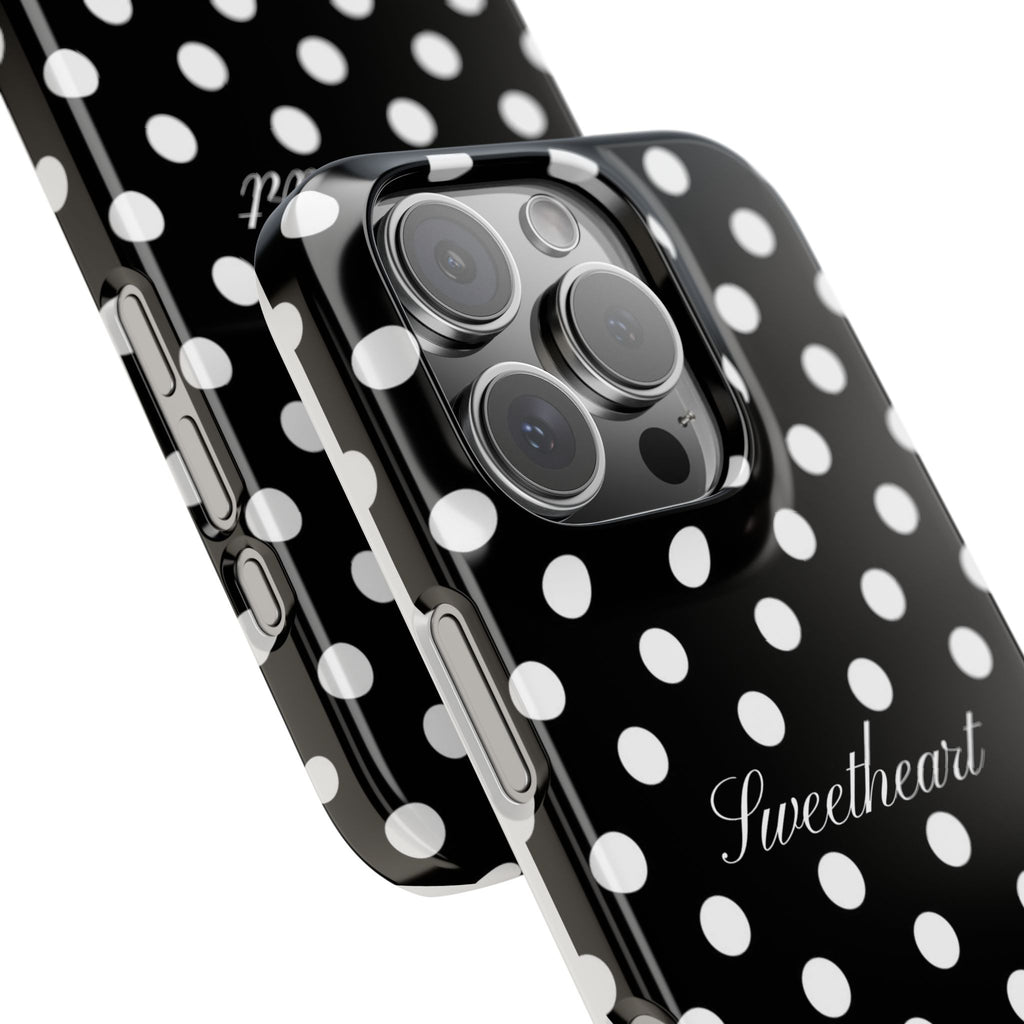 "Sweetheart" - white polka dot case